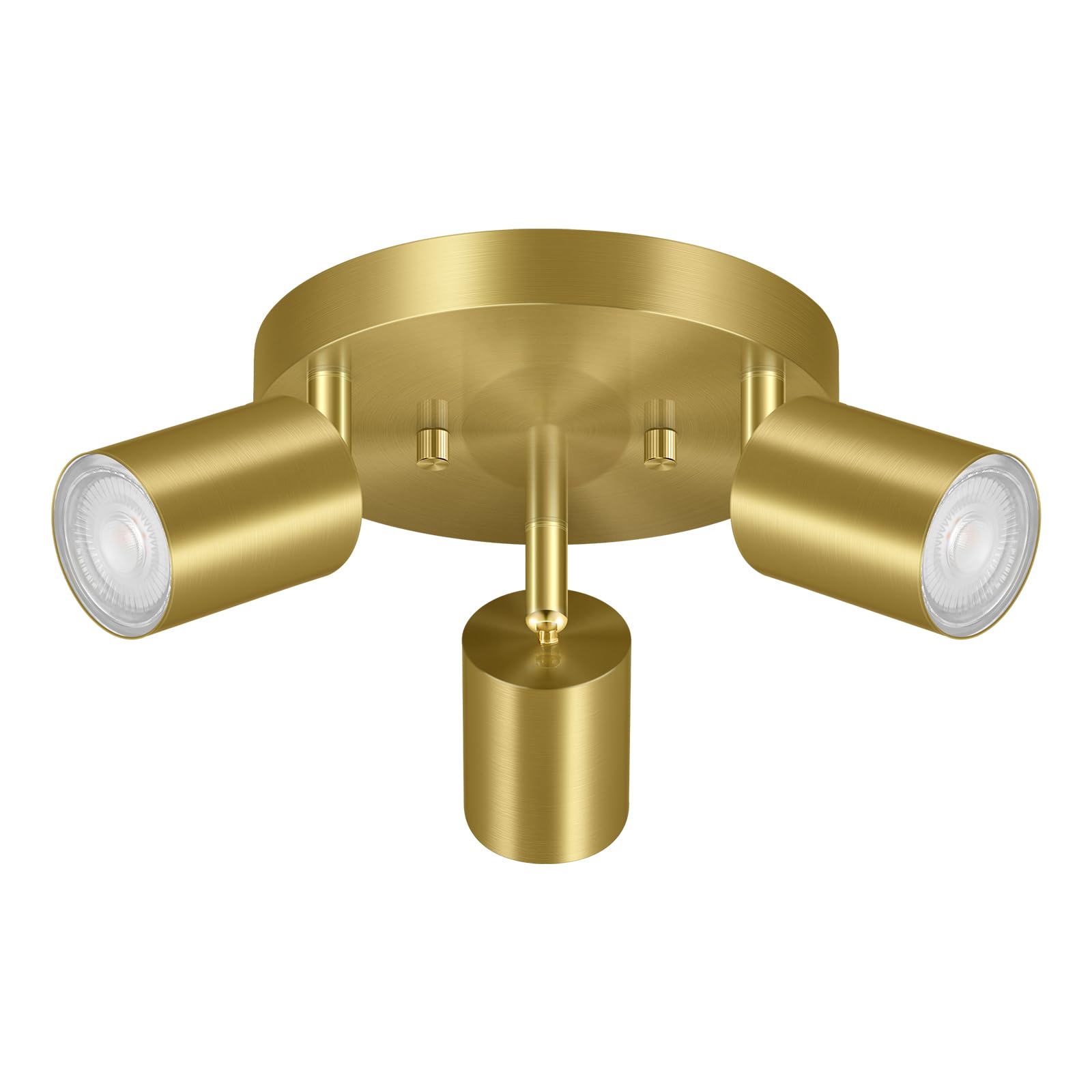 3 Light Track Lighting Fixtures Ceiling  Gold Round Directional Ceiling Spotlight  Gu10 Flush Mount Track Fixture  Adjustable Modern Led Ceiling Lights For Kitchen/Living Room  Bulb Not Included