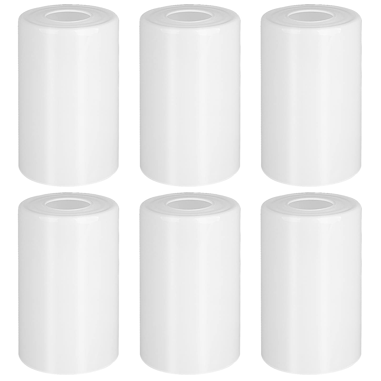 6 Pack White Frosted Glass Shades Replacement,5.51in Height,3.94in Diameter,1.65in Fitter, Cylinder Glass Shade Covers Replaceme