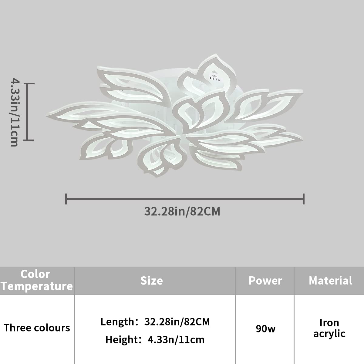 Garwarm Modern Ceiling Light,32Dimmable Led Chandelier Flush Mount Ceiling Lights,Remote Control Acrylic Leaf Ceiling Lamp Fixtu