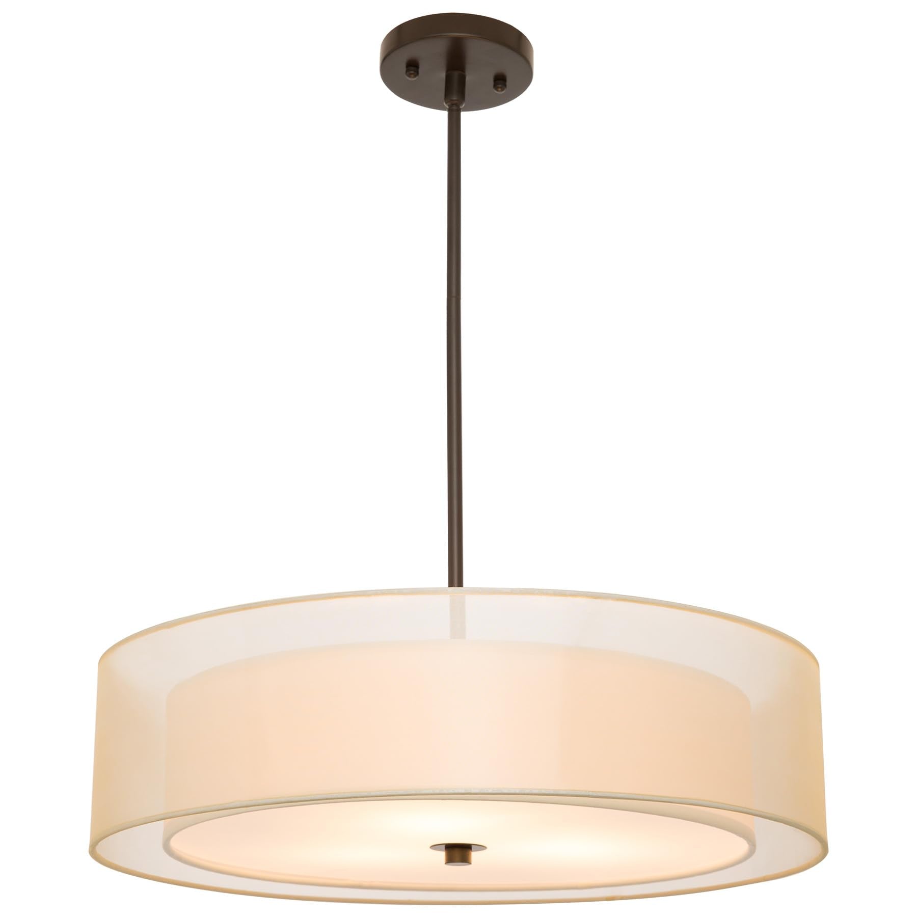 VONLUCE 3-Light Drum Chandelier, 20in Pendant Light Fixture, Metal, Adjustable, Matte Black, Model HCF1310BN