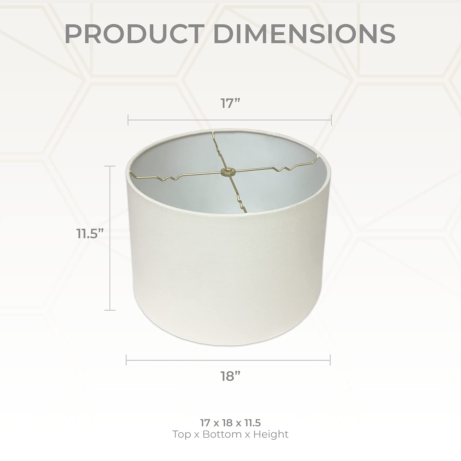 Royal Designs, Inc. Shallow Drum Hardback Lamp Shade, Hb-610-18Lneg, Linen Eggshell, 17 X 18 X 11.5