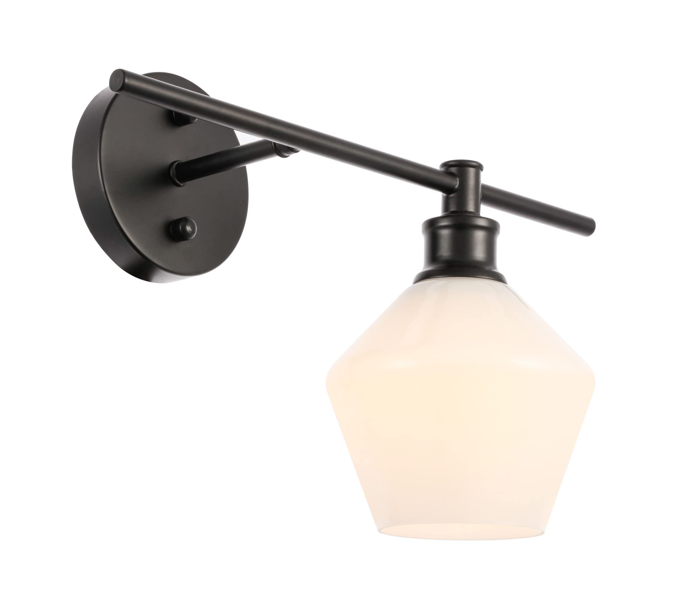 Living District Black Iron Wall Sconce With Frosted White Glass - 1 Light Decorative Fixture