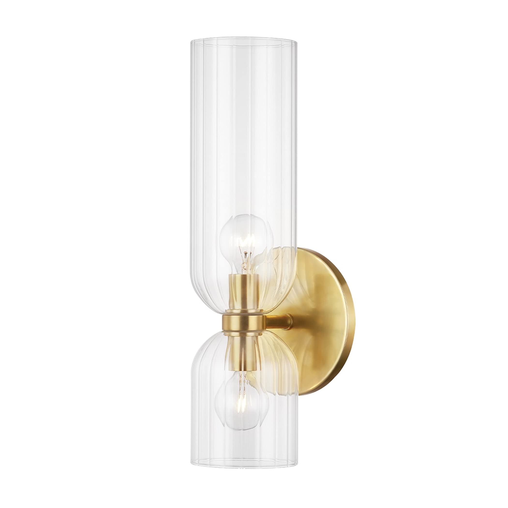 Hudson Valley Lighting Sayville - 2-Light Wall Sconce - Aged Brass Finish - Clear Glass