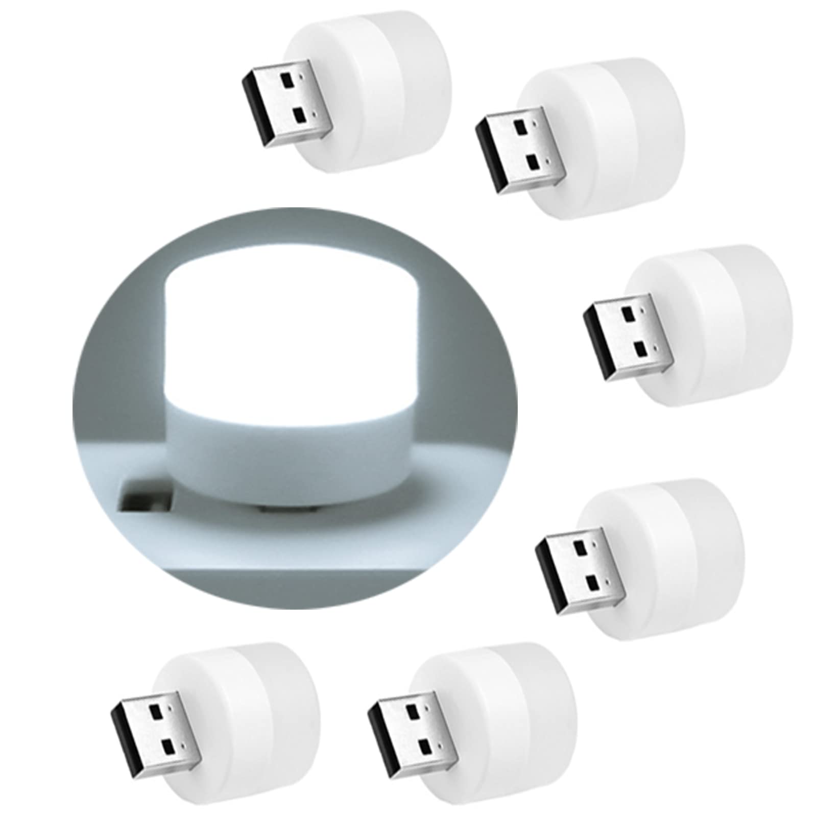 LOYAAUY USB Night Light, LED Mini Bulb, Warm White, Plug-in, 6 Pack, for Bedroom, Bathroom, Nursery, Kitchen, Car, 6 White