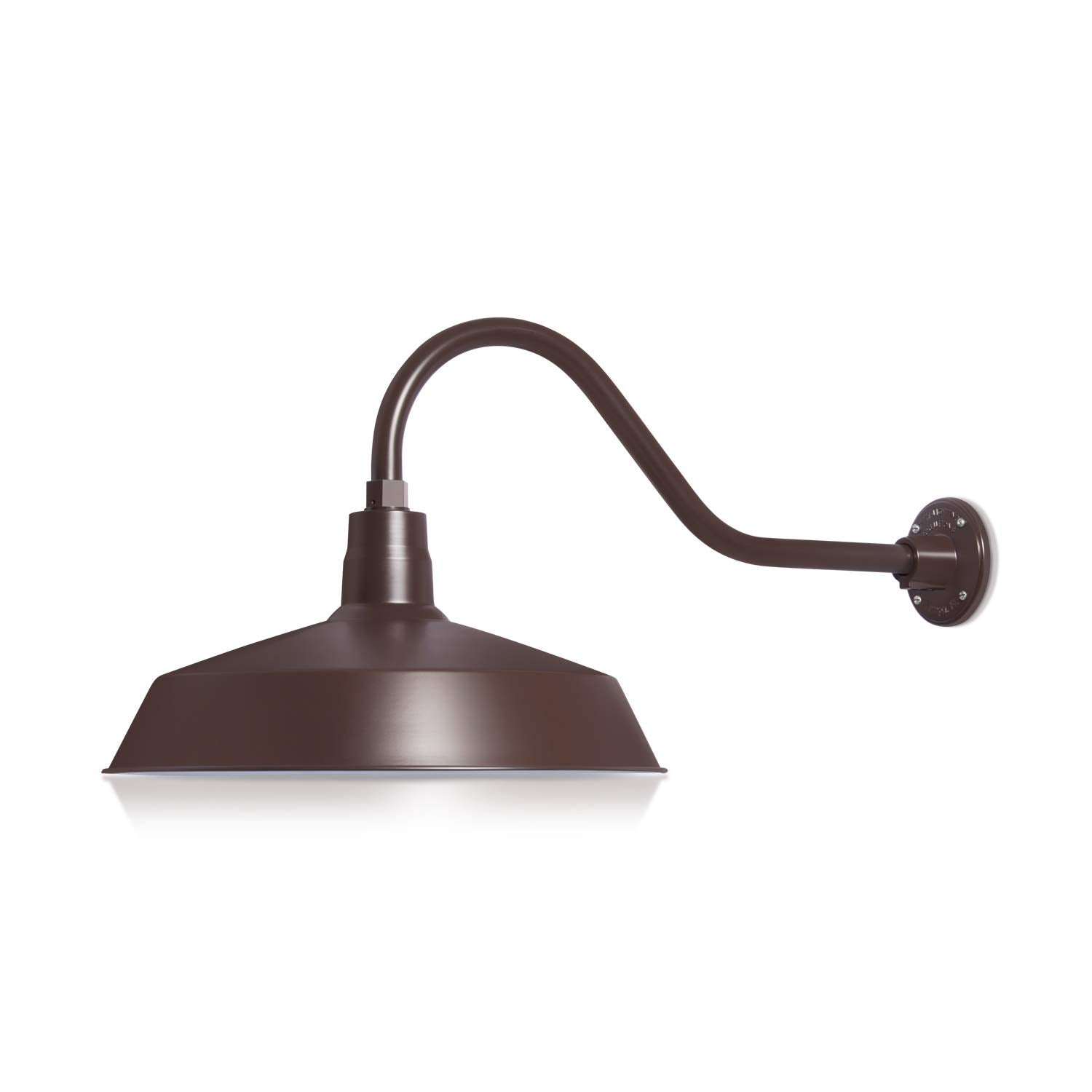 HTM LIGHTING SOLUTIONS Gooseneck Barn Light Fixture - 22in. Extension Arm, 17in. Shade, Architectural Bronze, Alloy Steel, UL Listed, 9W LED