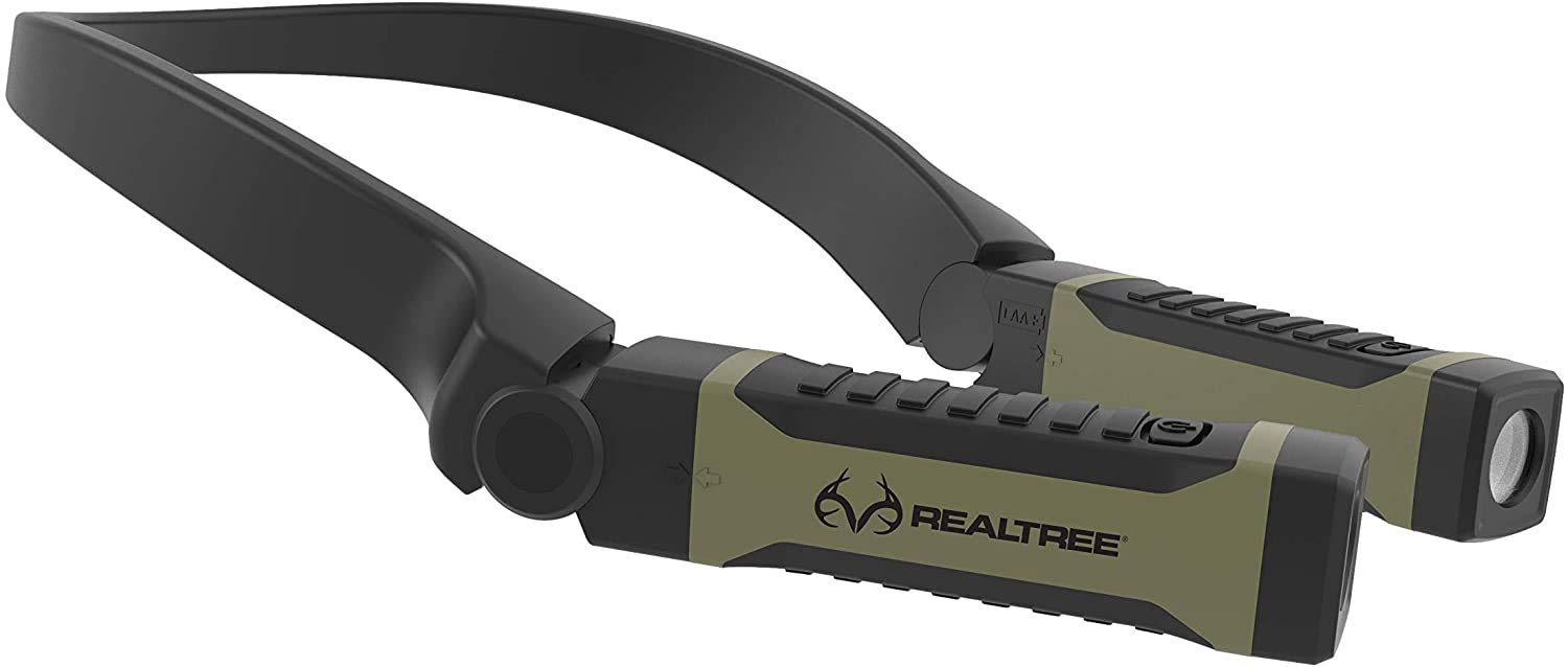 Realtree Alkaline Neck Light For Hands-Free Lighting With High And Low Brightness Modes Great For Camping Light, Hunting Light,