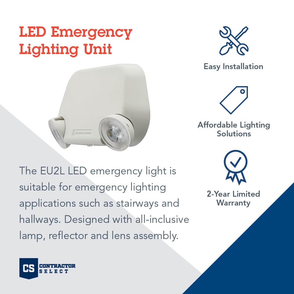Lithonia Lighting Eu2L M12 Led Emergency Light, Standard T20 Compliant, Generation 3, 277 Volts, White