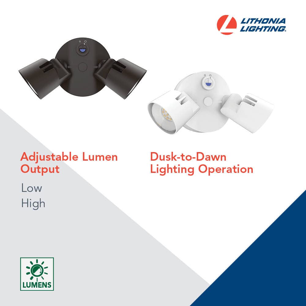 Lithonia Lighting HGX LED Flood Light, 2-Light, 1750-2750 Lumens, Photocell Sensor, Dark Bronze