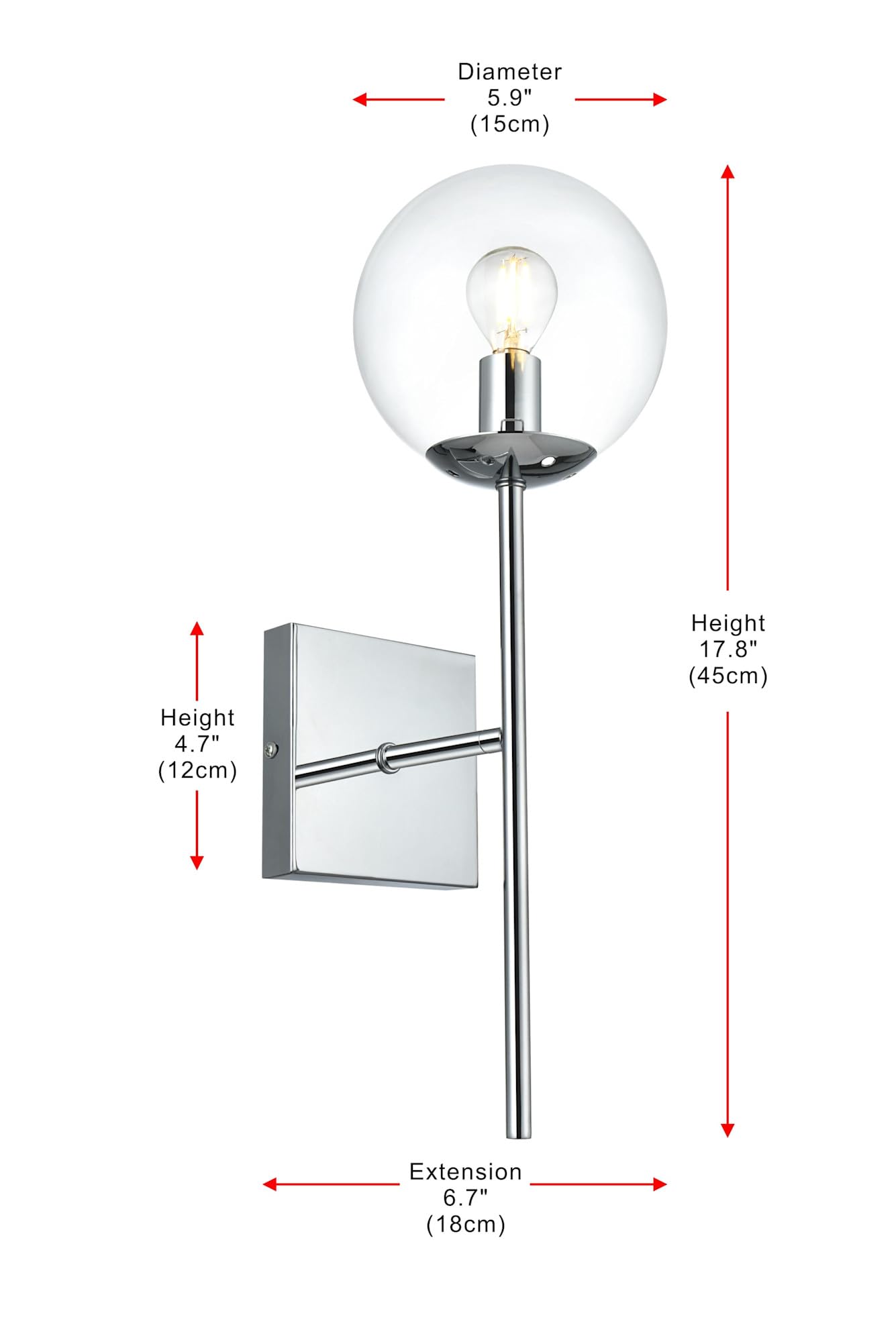 Living District Indoor Modern Home Decorative Bright Ceiling Neri 1 Light Black and Brass and Clear Glass Wall Sconce