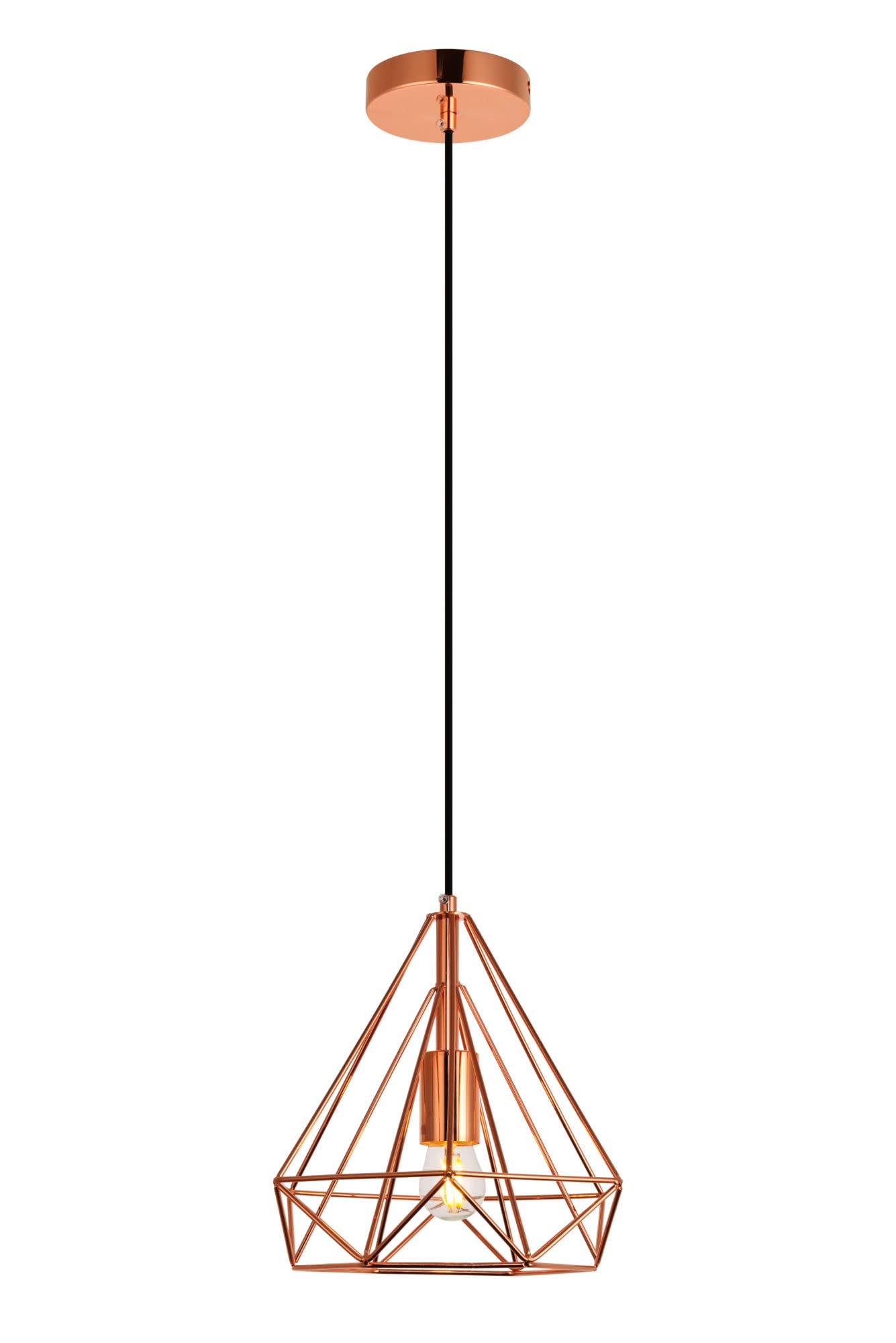Elegant Lighting Living District Jago 1-Light Transitional Metal Pendant in Brown Finish