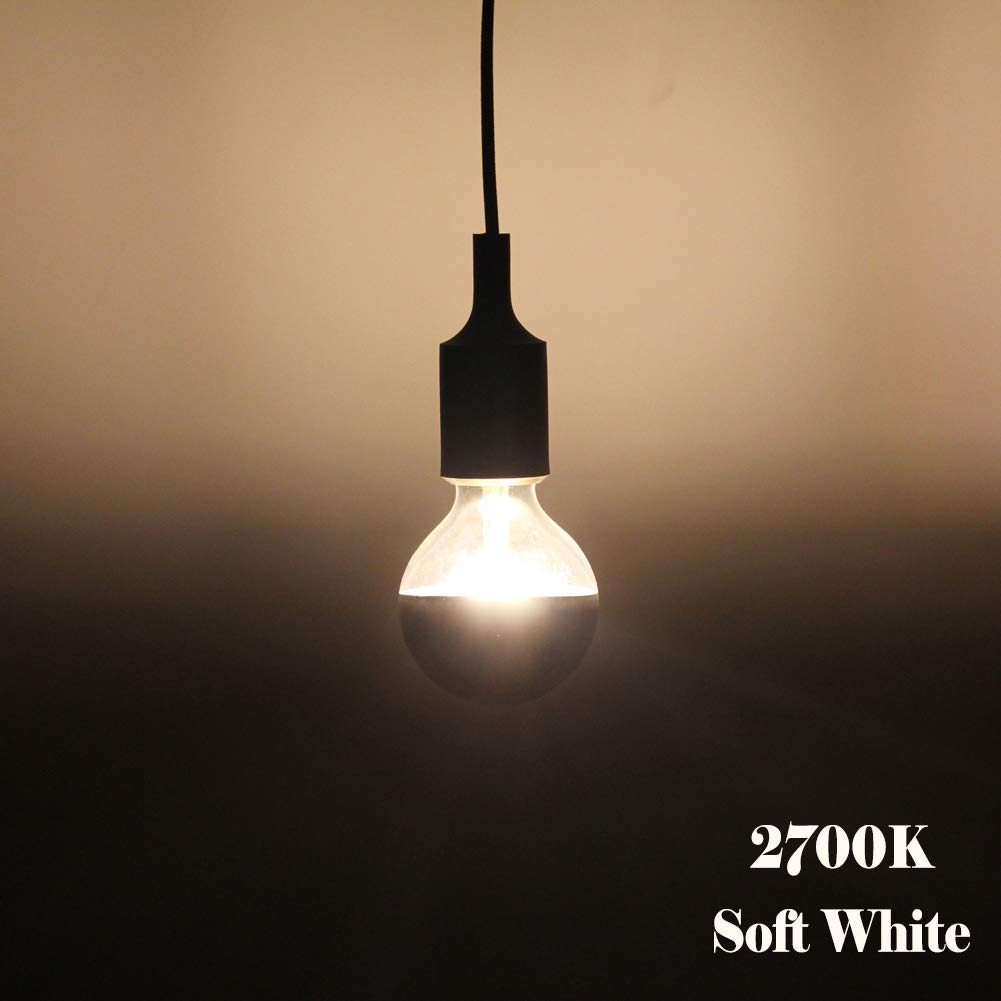 Karlunkoy Half Chrome Light Bulbs,Half Blue Tipped Dimmable 6W (Equivalent 60Watt) Led Ediosn Light Bulbs,Soft White 2700K,G80/G