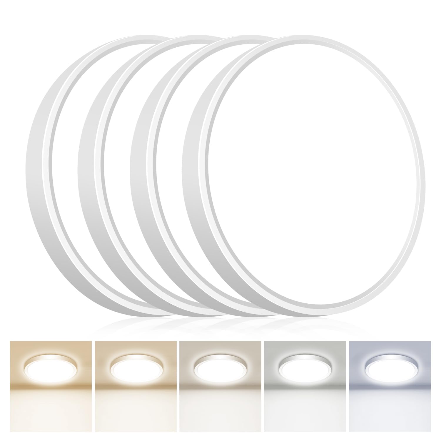 hepside 4PACK Flush Mount LED Ceiling Light Fixture 5CCT 9Inch 18W & 200W Equivalent Closet Light Fixture Small Round Slim Surface Ceiling Lamp for Hallway Bathroom Bedroom Kitchen Interior