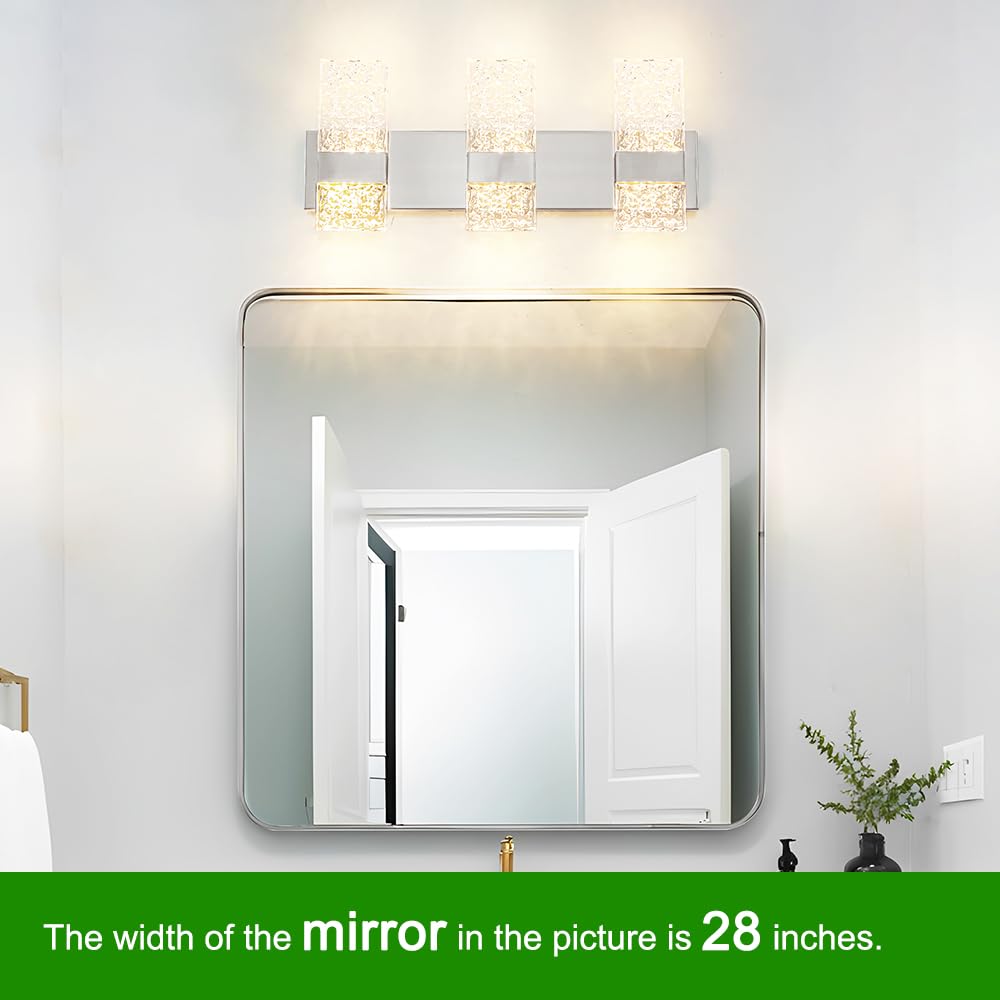Modern Brushed Nickel 6-Lights Bathroom Vanity Light  Eleglant Nickel Led Bathroom Light Fixtures Over Mirror  Dimmable Acrylic Shade Wall Lighting Fixtures  Hardwired Wall Light(H9.25In  L21.26In)