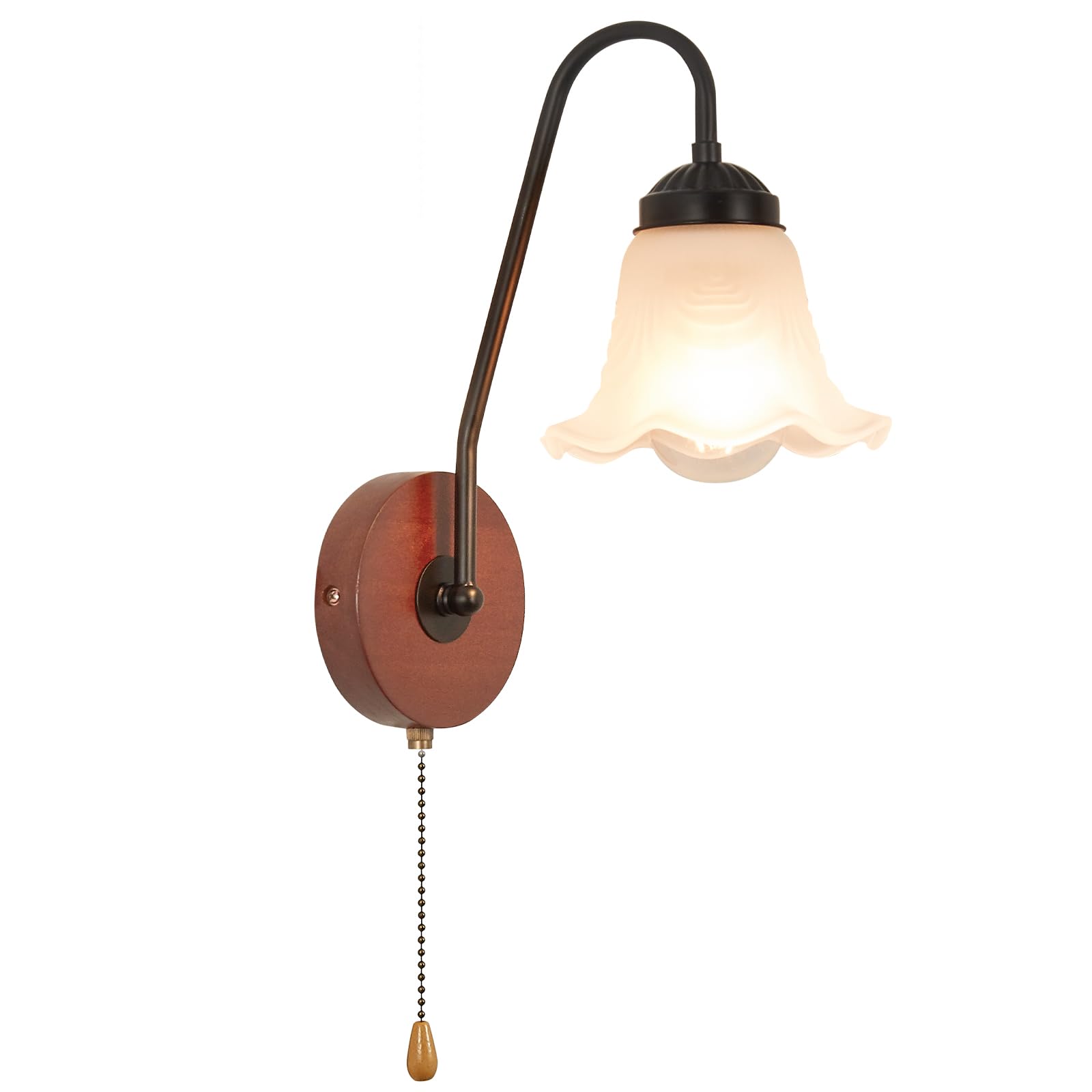 SHENGQINGTOP Vintage Pull Chain Wall Sconce Light with Switch Black Wall Lights Fixture Retro E26 Industrial Farmhouse Wall Lamp