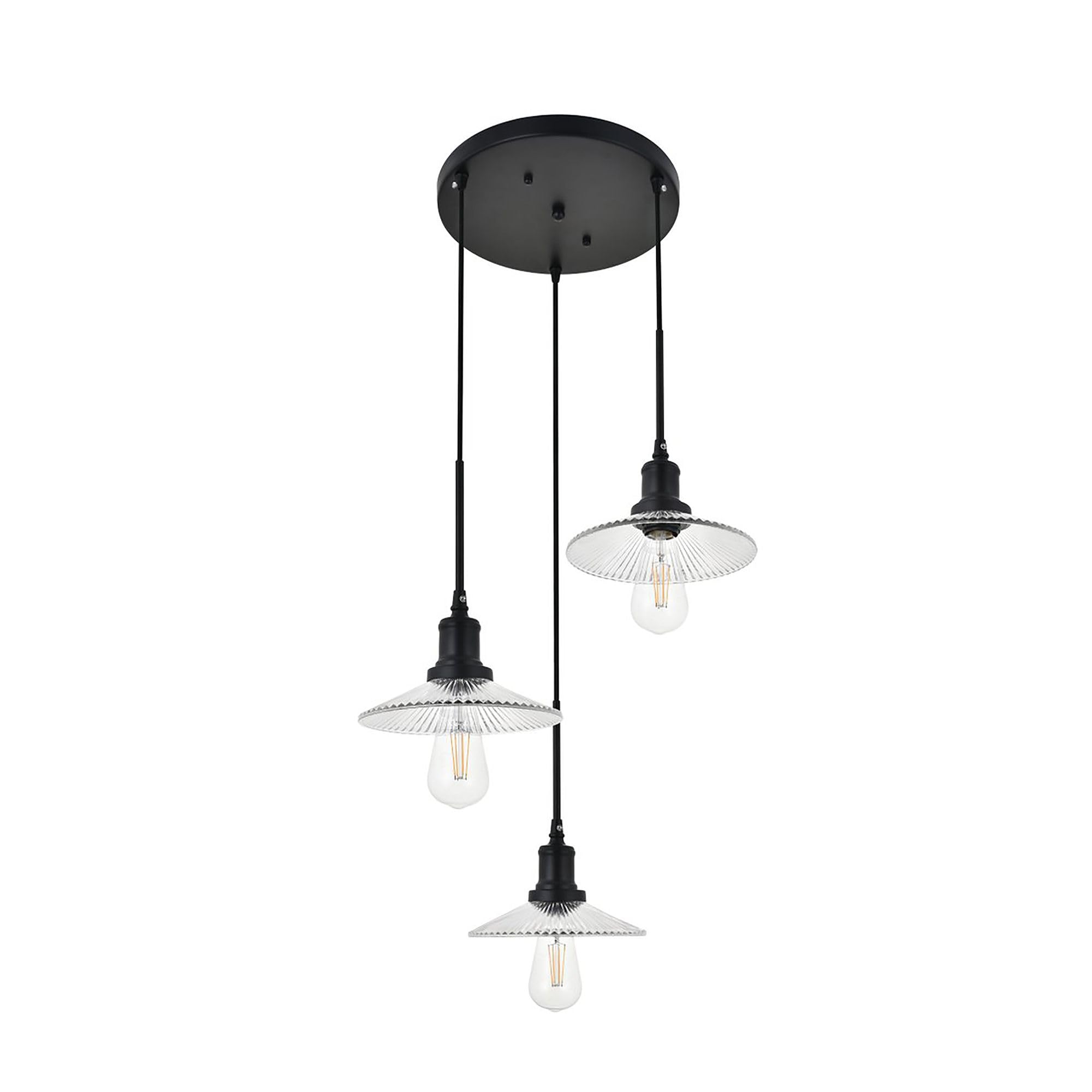 Living District Indoor Modern Home Decorative Bright Ceiling Waltz 3 Light Black Pendant