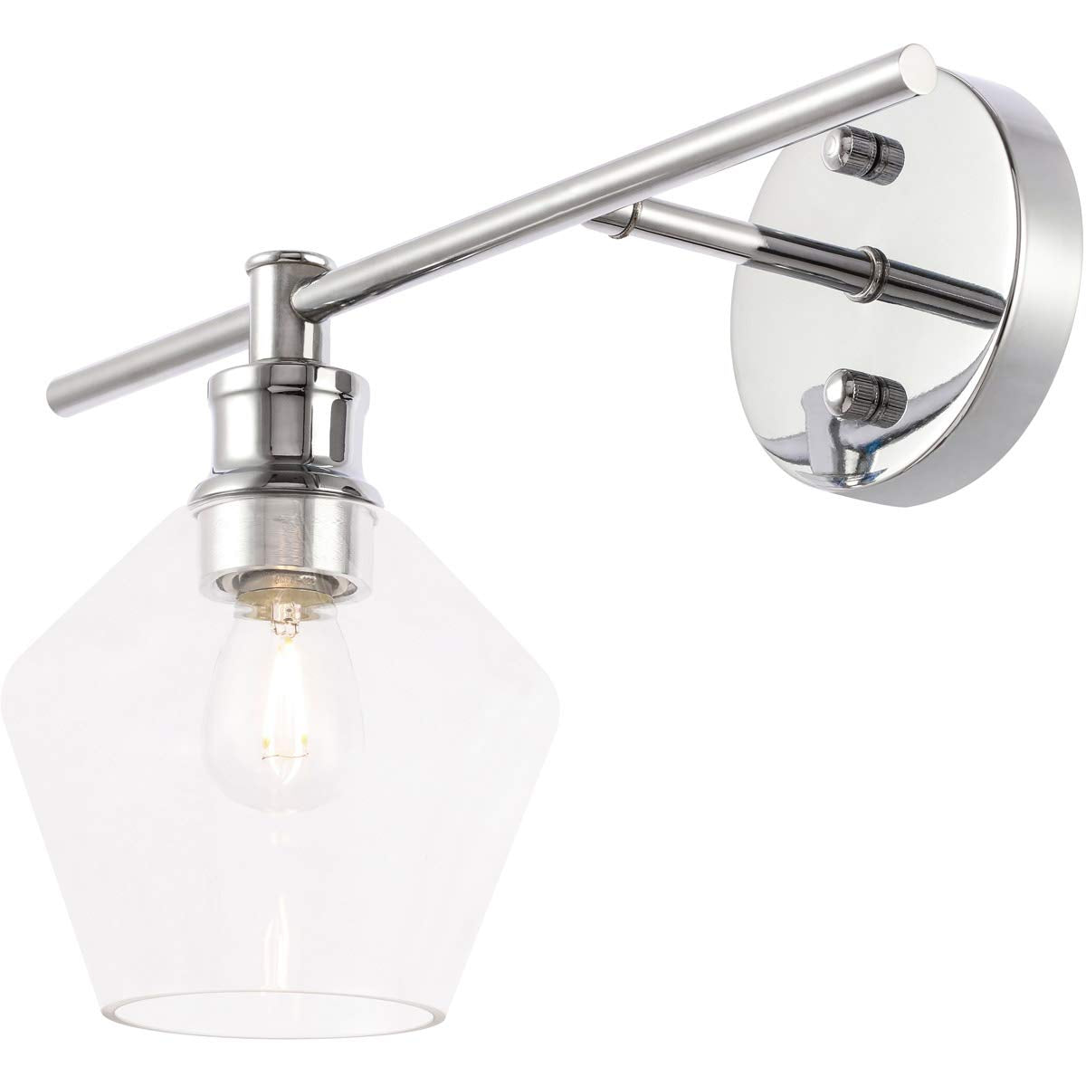 Living District Chrome Wall Sconce With Clear Glass Shade - 1 Light Modern Lighting Fixture