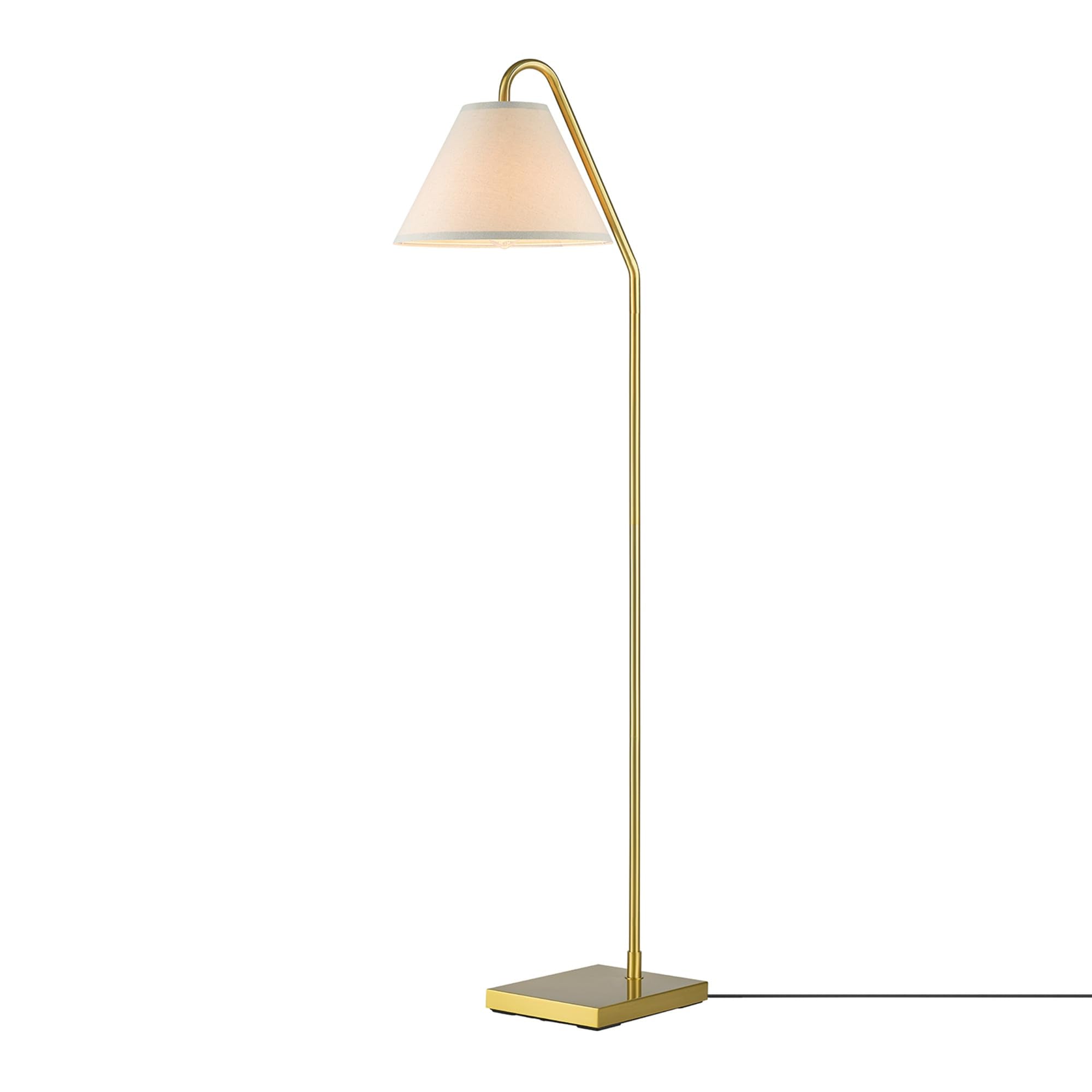 Globe Electric 61000147 62'' Floor Lamp, Matte Brass, Beige Fabric Shade, On/Off Rotary Switch On Socket, 6-Foot Clear Cord, Rea