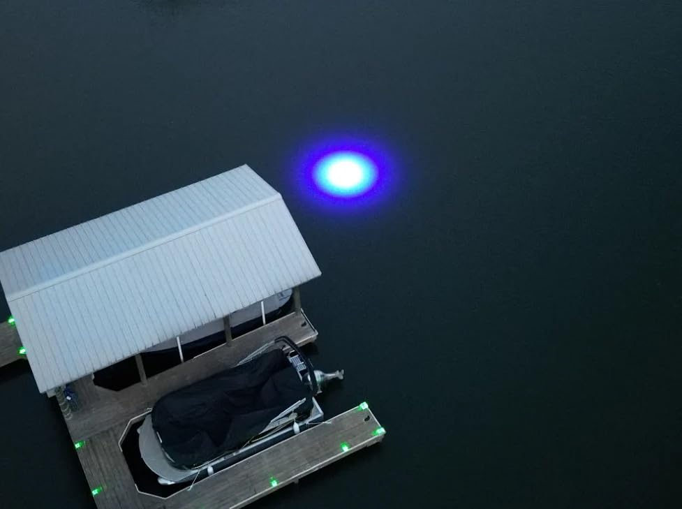 Hydro Glow Sea Floor Dock Light- 50Ft Waterproof Cord, Bright Led Green/Blue Glow, Perfect For Night Fishing, Piers & Waterfront