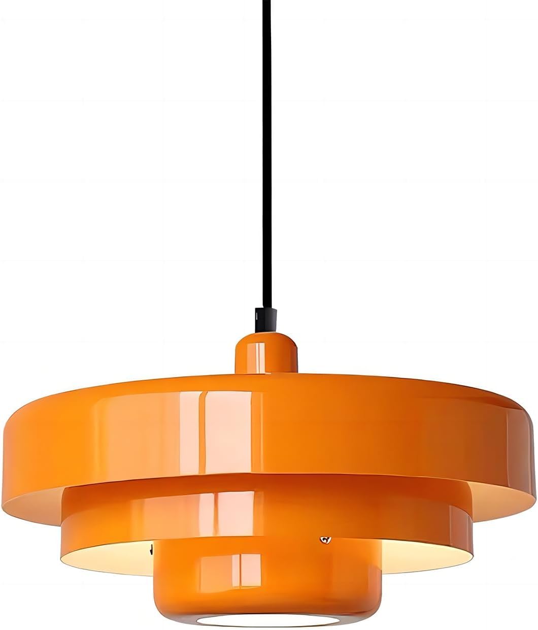 FCTWAKS Mid Century Pendant Light Fixtures 13.78 inch, 1 - Light Ceiling Pendant Lamp with 3-Layer Metal Shade, Height Adjustabl