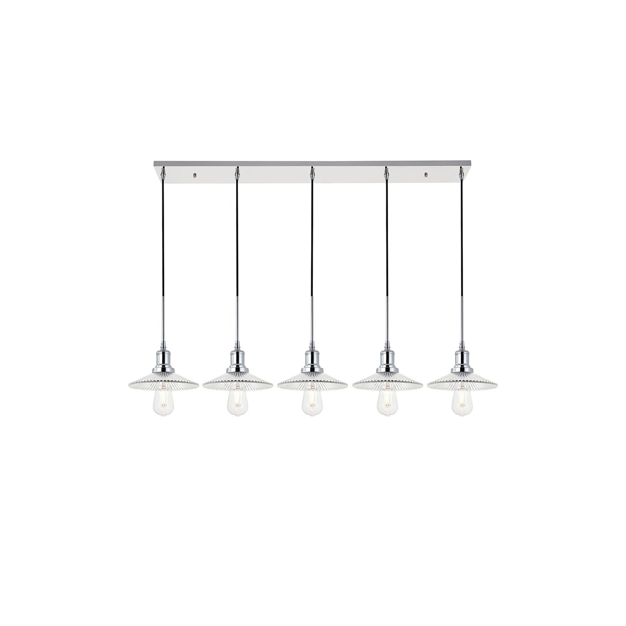 Living District Chrome 5-Light Pendant Ceiling Fixture - Modern Decorative Lighting