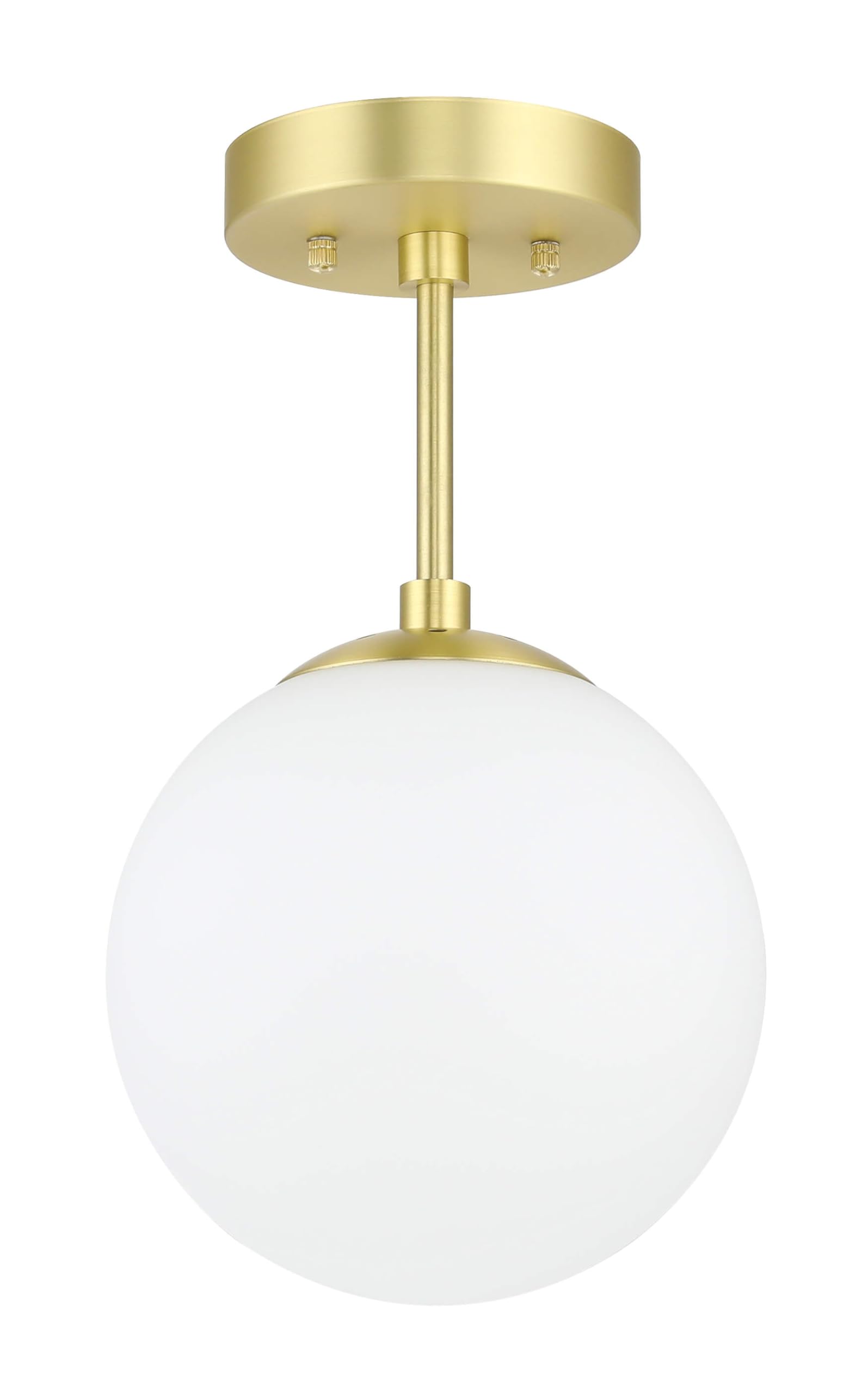 Xinbei Lighting Semi Flush Light 1 Light Semi Flush Mount Ceiling Light, Globe Ceiling Light Satin Brass Finish For Living & Din