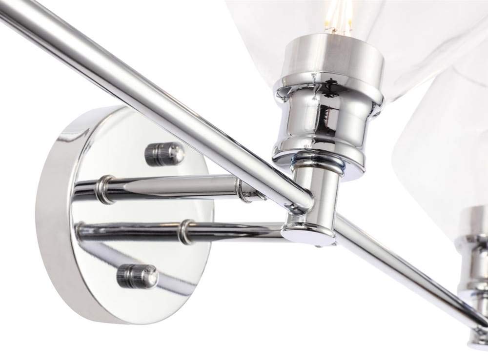 Living District Gene 3-Light Metal Wall Sconce in Chrome and Clear Glass