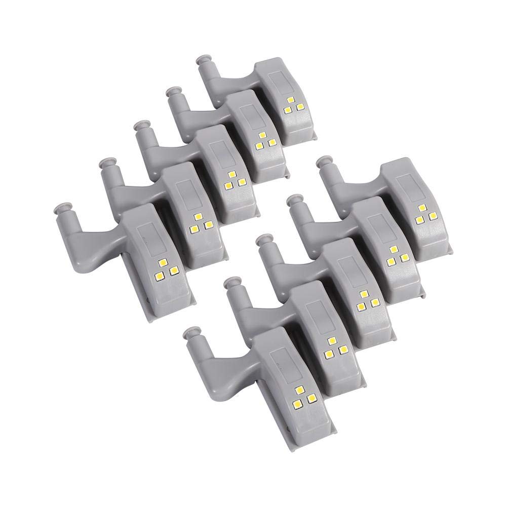 Fdit 10Pcs Warm/Cool White Universal Cabinet Cupboard Closet Wardrobe Led Hinge Light Home Kitchen(Warm White)