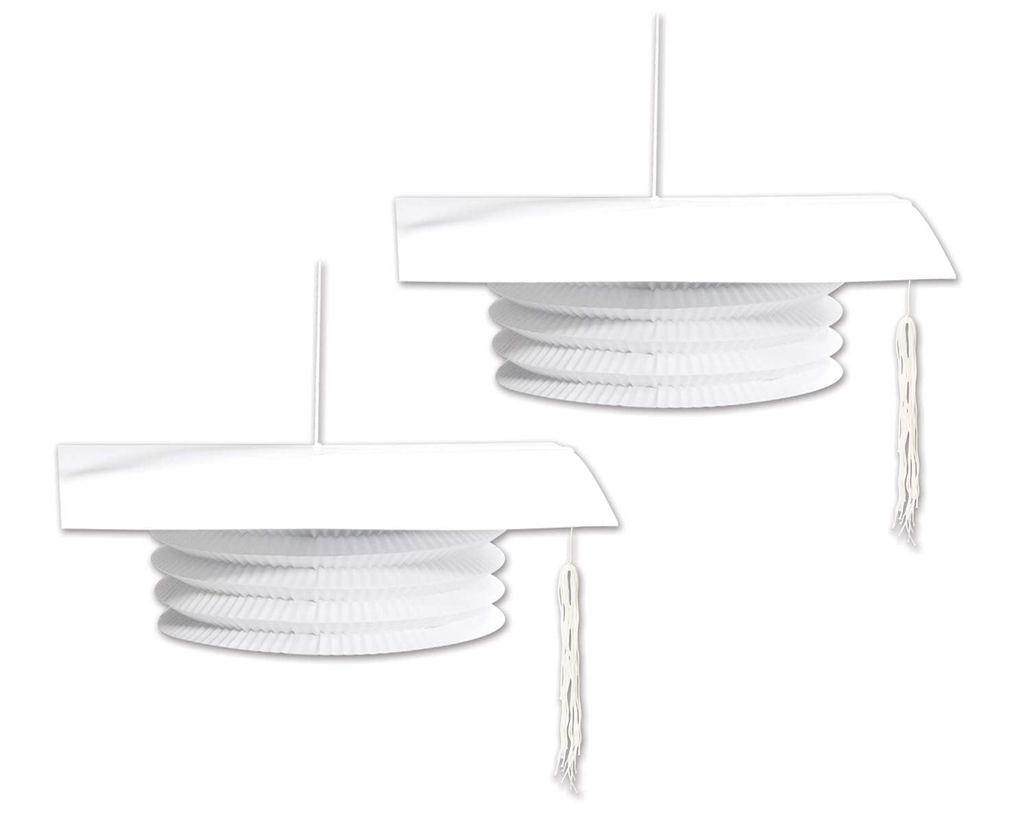 Grad Cap Paper Lanterns, White