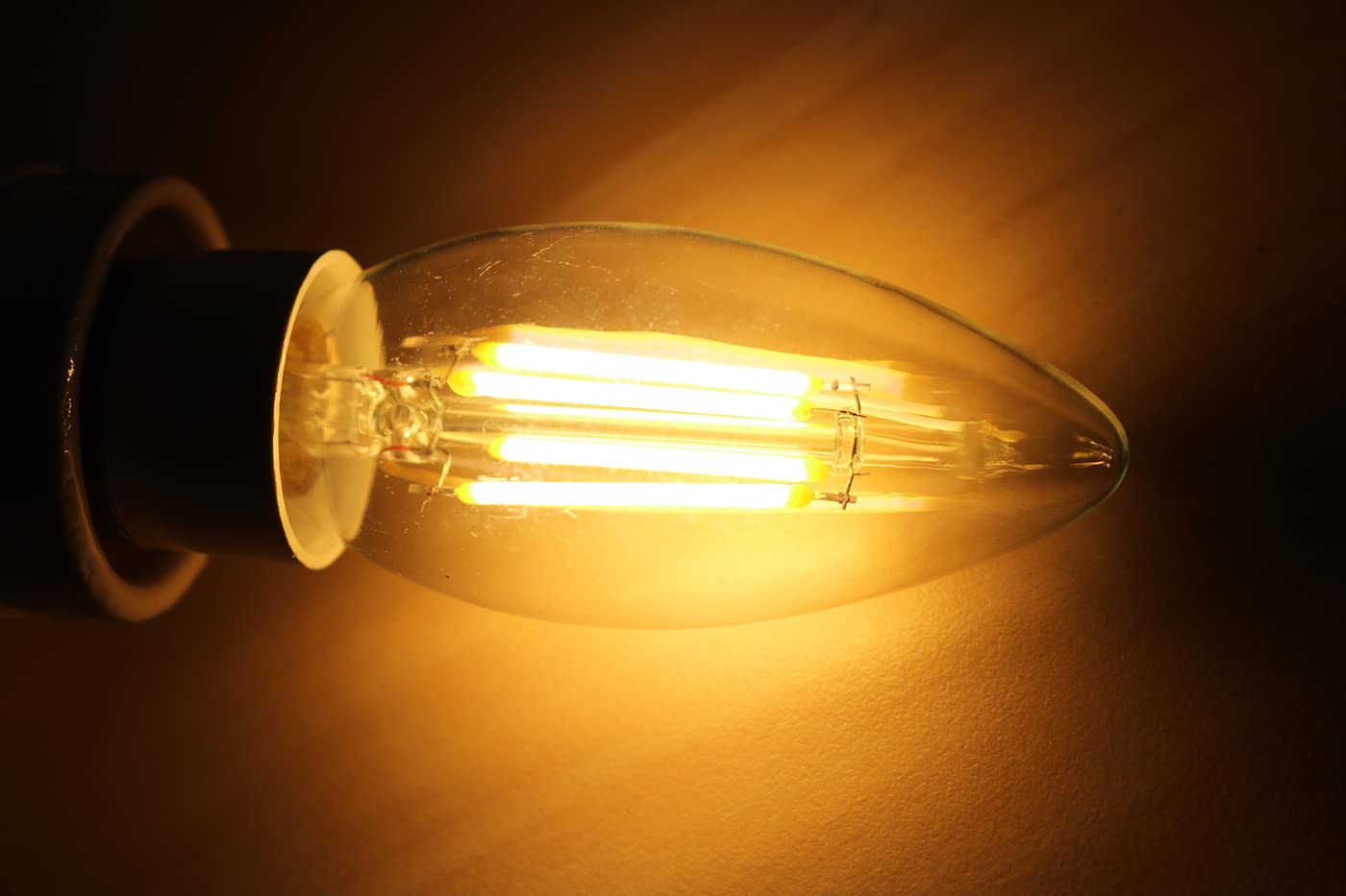 Lamsky E14 Led Bulb Dimmable,110V 400Lm 40W Equivalent Warm White 3000K,E14 European Base Candelabra Led Bulbs,C35 Clear Glass Torpedo Shape Bullet Top(12-Pack)