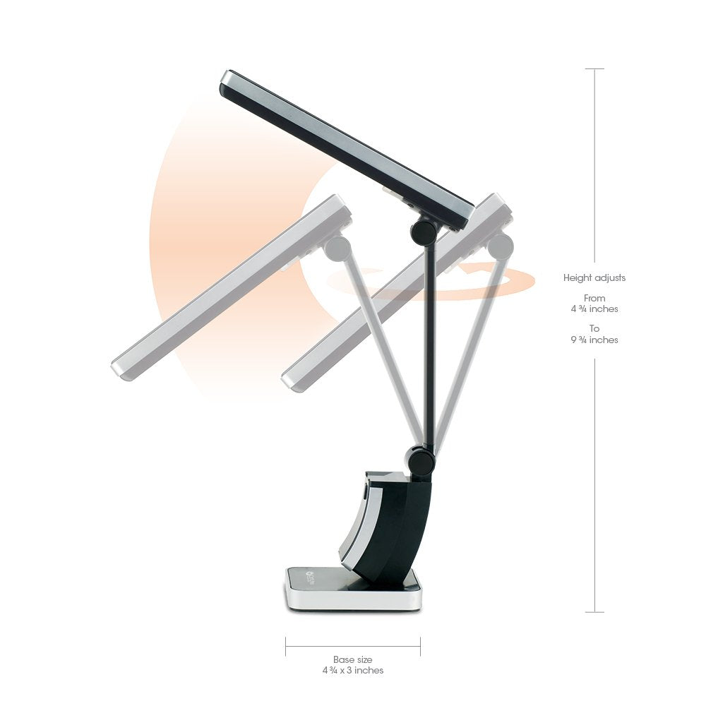 OttLite 13W Slimline Desk Lamp - Black Plastic, Model 383G53 for Home, Office, Bedroom, or Reading