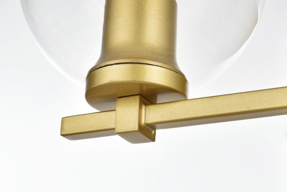 Living District Juelz 3-Light Iron & Glass Bath Sconce In Brass/Clear