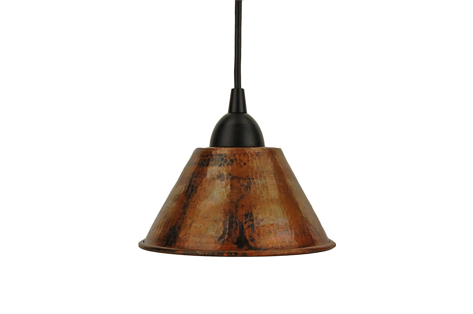 Premier Copper Products 7-Inch Hand Hammered Copper Cone Pendant Light, Oil Rubbed Bronze, Model L300DB, Metal Construction