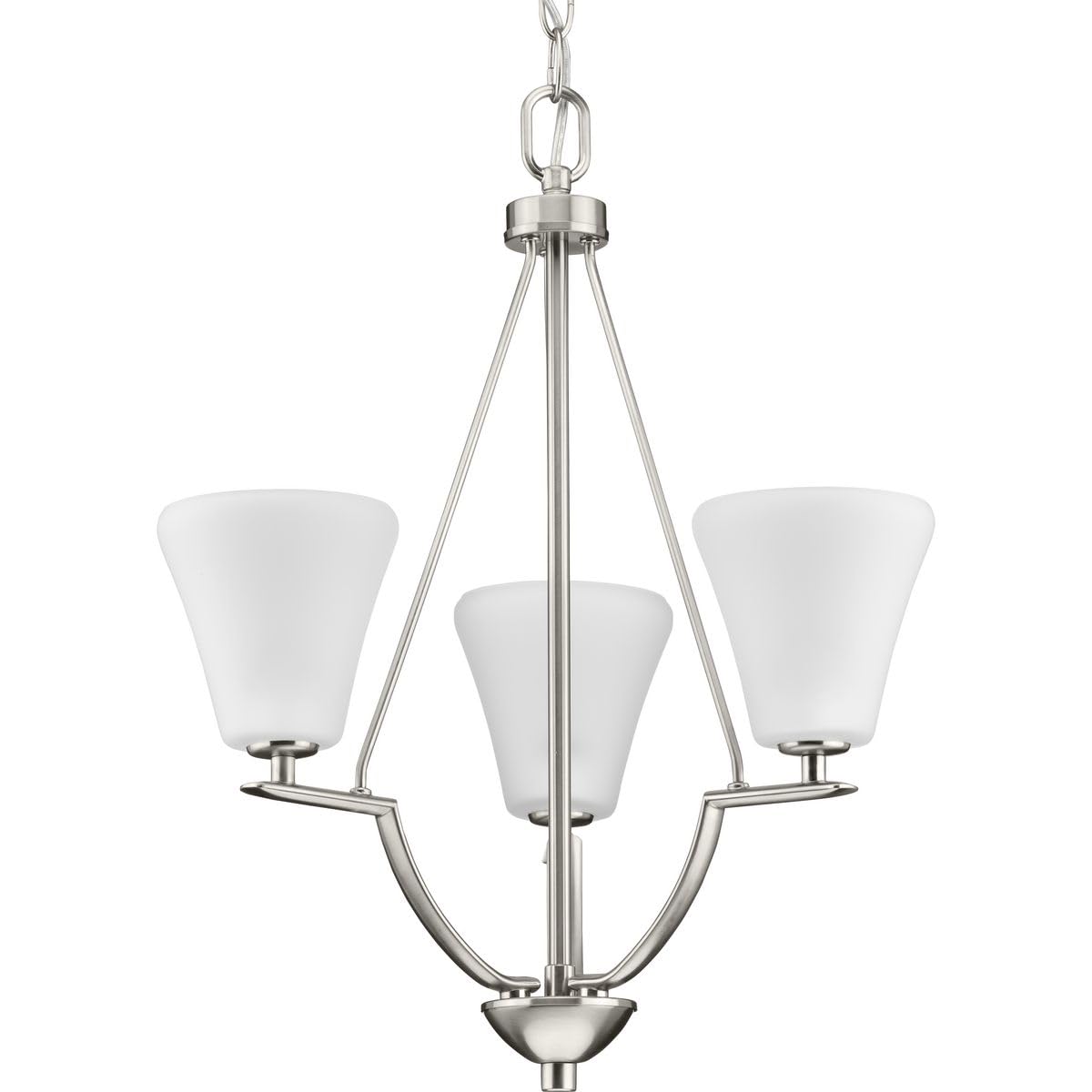 Bravo Collection 3-Light Brushed Nickel Etched Glass Modern Chandelier Light