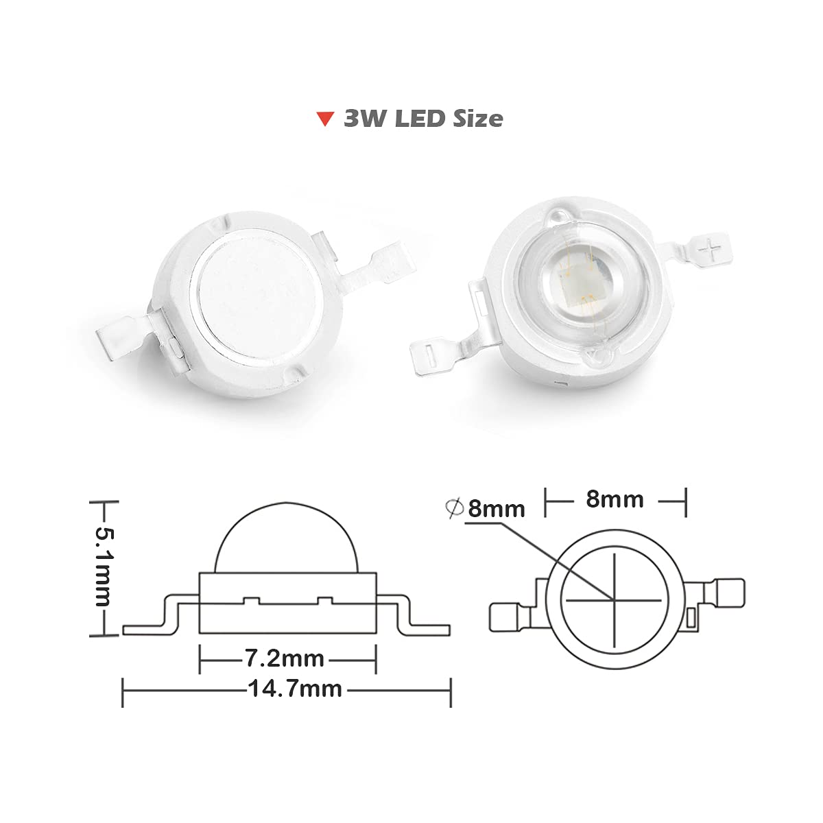 Chanzon 10 Pcs High Power Led Chip On Board 3W Blue (400Ma - 500Ma / Dc 3V - 3.4V / 3 Watt) Super Bright Intensity Smd Cob Light