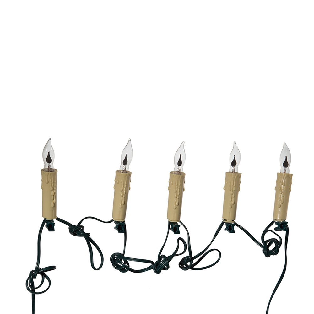 Kurt S. Adler 7-Light Flicker Flame Candle Light Set, 12ft, White, Plastic, Model UL0740