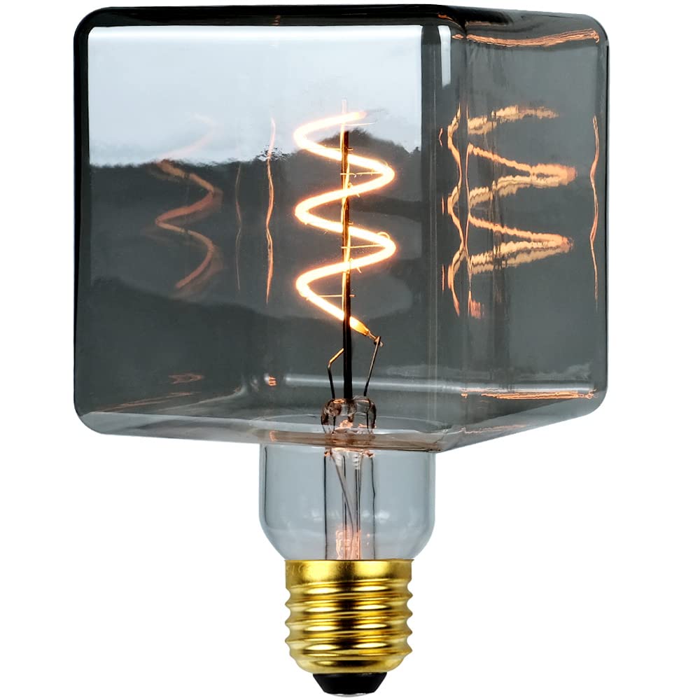 Tianfan Vintage Led Bulb Ice Cube 4W Dimmable Spiral Filament 110-130V E26 Decorative Edison Led Bulb Smoke
