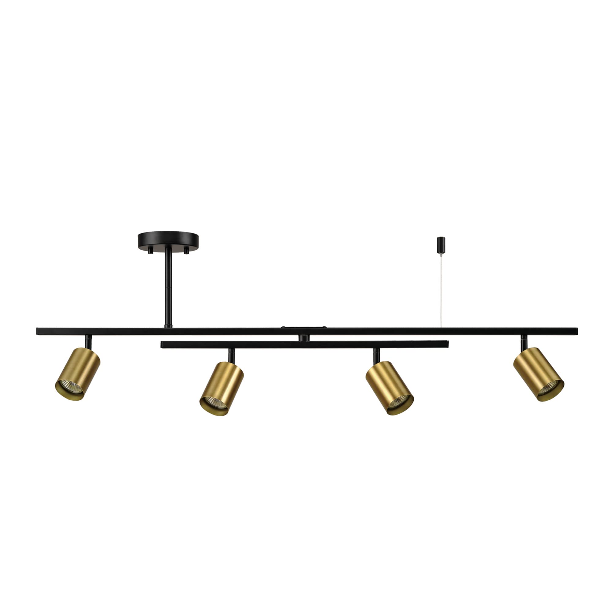 Globe Electric 57501 4-Light Track Lighting Fixture, Matte Black & Brass, Swivel Design, Ceiling Light for Kitchen