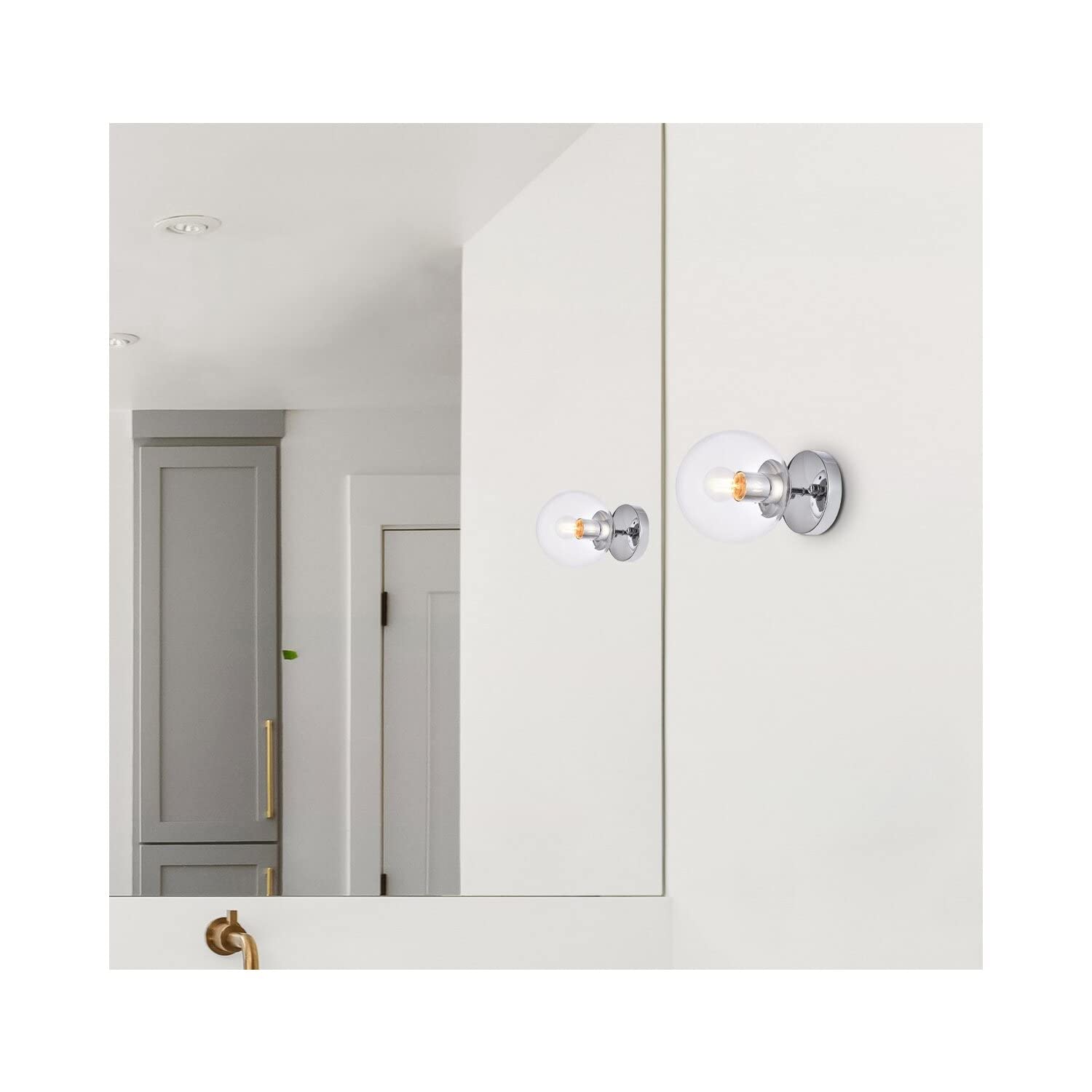 Living District Mimi 1-Light Metal Flush Mount in Chrome and Clear