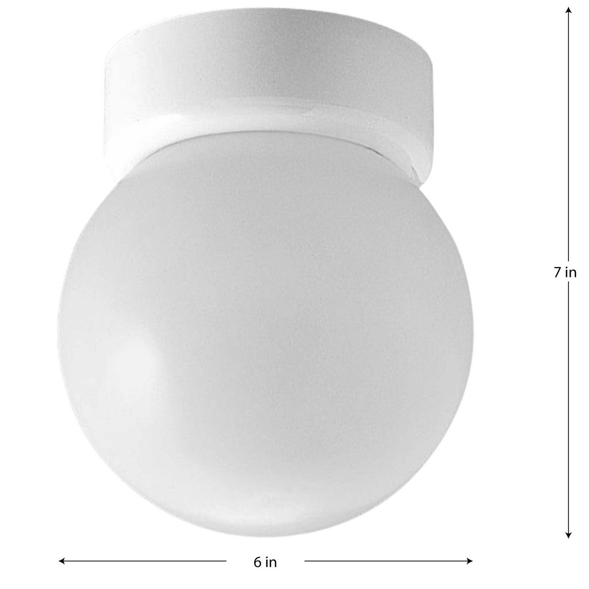 Progress Lighting P3203-30 White Globe Light Fixture, 6-Inch Diameter x 7-Inch Height, Alloy Steel, White Finish