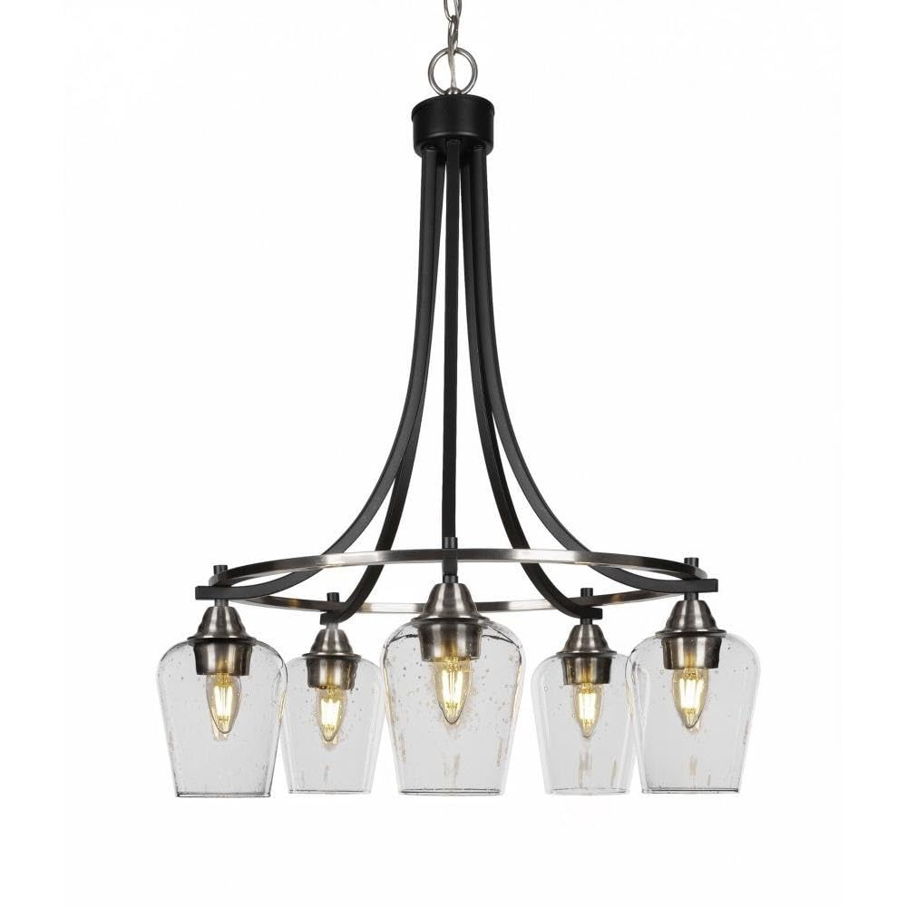 Toltec Lighting Paramount 5 Light Chandelier in Matte Black & Brushed Nickel (3415-MBBN-210)