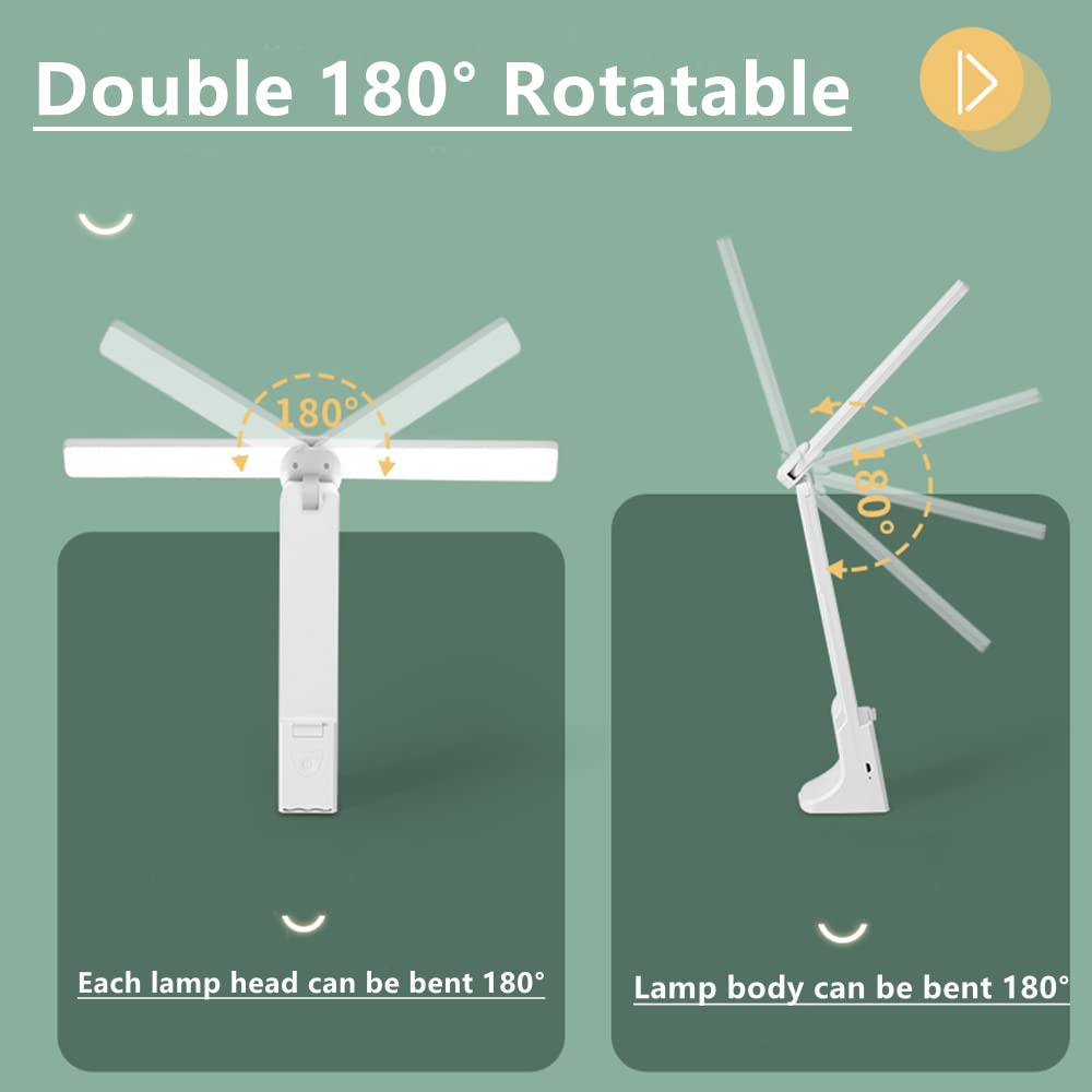 LuxLumin LED Desk Lamp, Portable, Battery Operated, Large Lighting Range, White, for Home Office, Kids, Reading, Studying