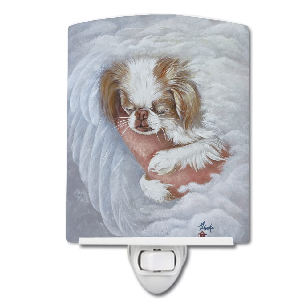 Caroline'S Treasures Mh1037Cnl Japanese Chin In An Angels Arms Ceramic Night Light Compact, Ul-Certified, Ideal For Bedroom, Bathroom, Nursery, Hallway, Kitchen, 6X4X3, Multicolor