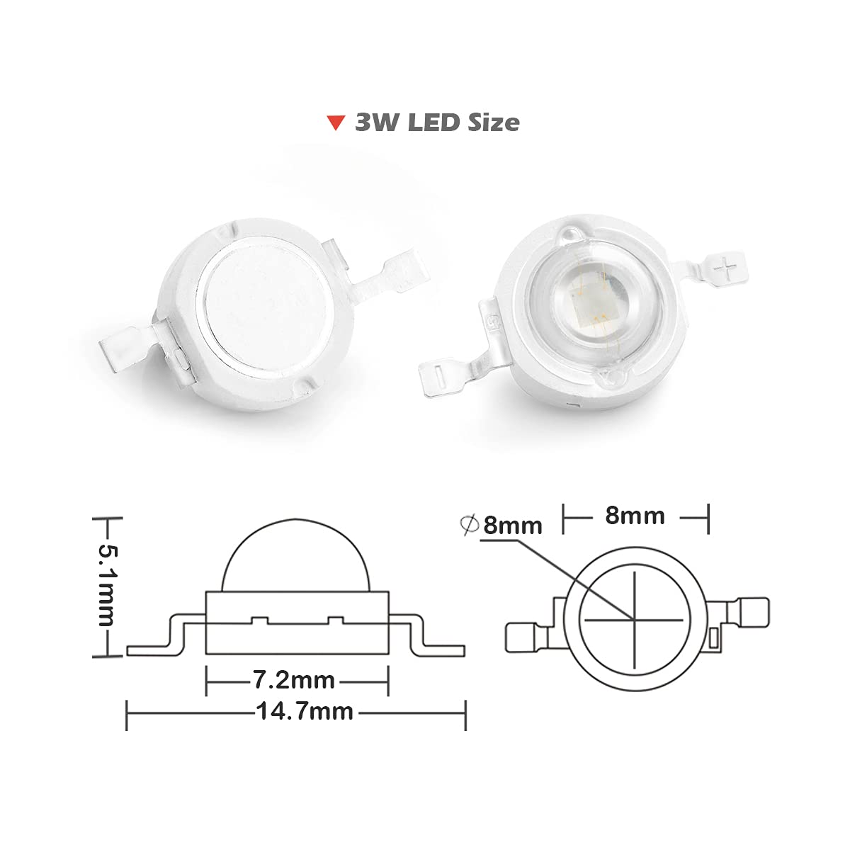 Chanzon 10 Pcs High Power Led Chip On Board 3W Cyan (490Nm / 400Ma - 500Ma / Dc 3V - 3.4V / 3 Watt) Super Bright Intensity Smd C