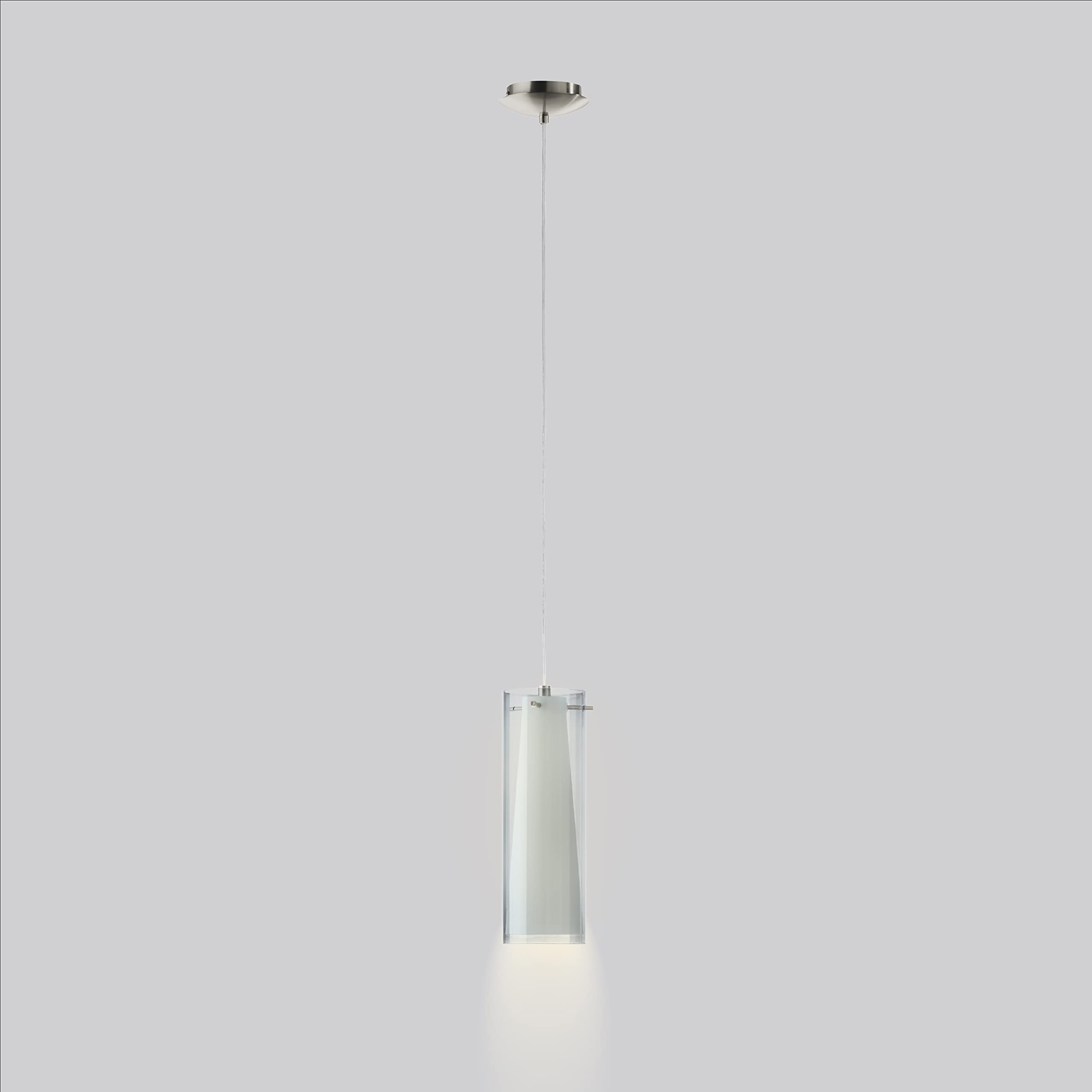 Eglo Pinto Nero 1-Light Pendant Dimmable Led Hanging Lighting Fixture For Kitchen Island, Hallway, And Dining Room, Matte Nickel