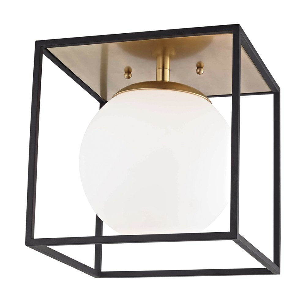 Mitzi H141501L-AGB/BK Aira - 1 Light Flush Mount 14 inches Tall and 14 inches Wide - Aged Brass/Black