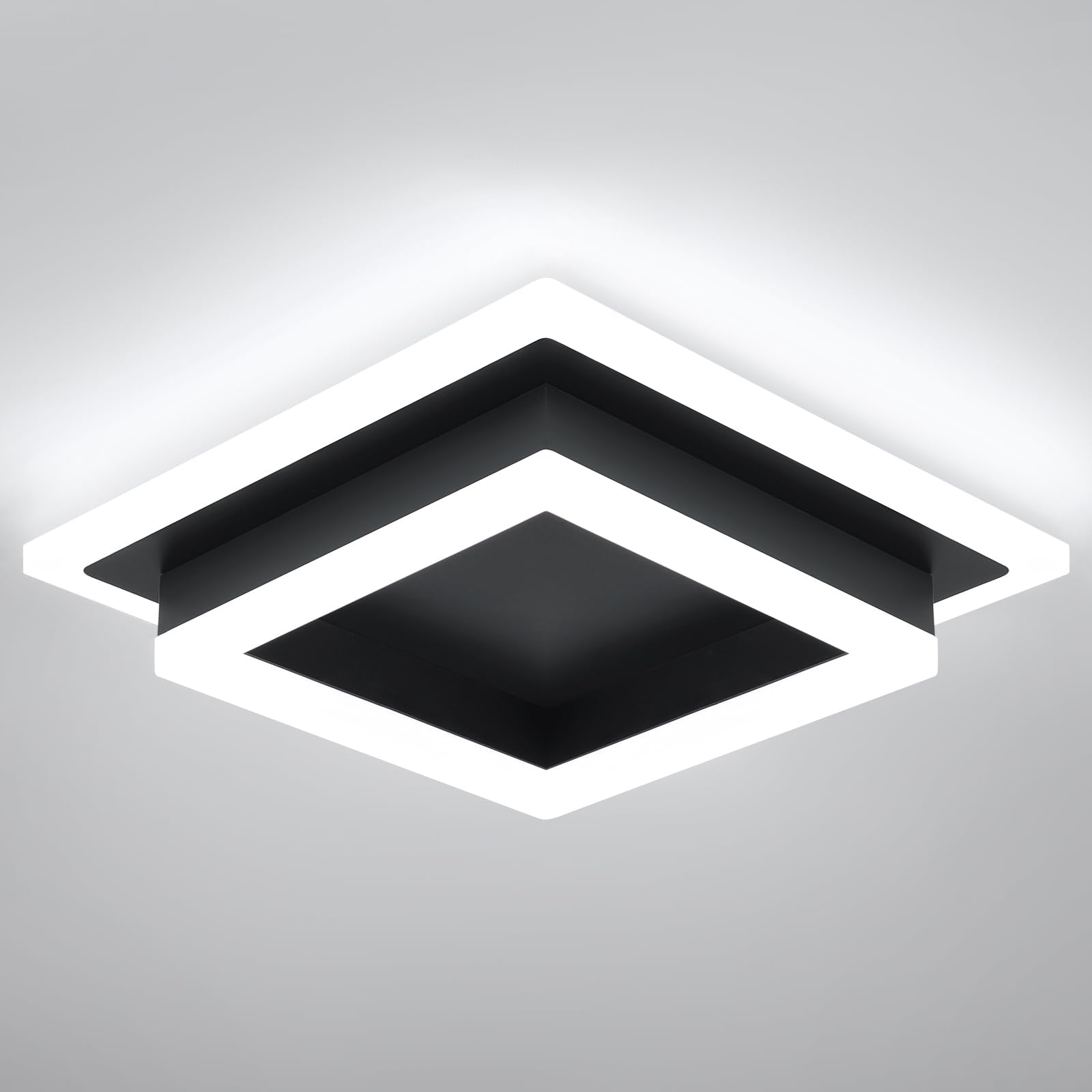 Eidisuny Modern Led Ceiling Light  Hallway Flush Mount Ceiling Light  32W  6000K  Black Square Hallway Lighting Fixtures For Living Room Kitchen Bedroom (Black)