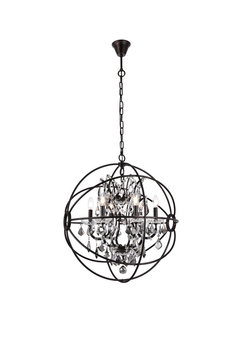 Urban Classic Geneva 6 Light Dark Bronze Chandelier Silver Shade (Grey) Royal Cut Crystal - Finish:Dark Bronze - Finish:Dark Bro