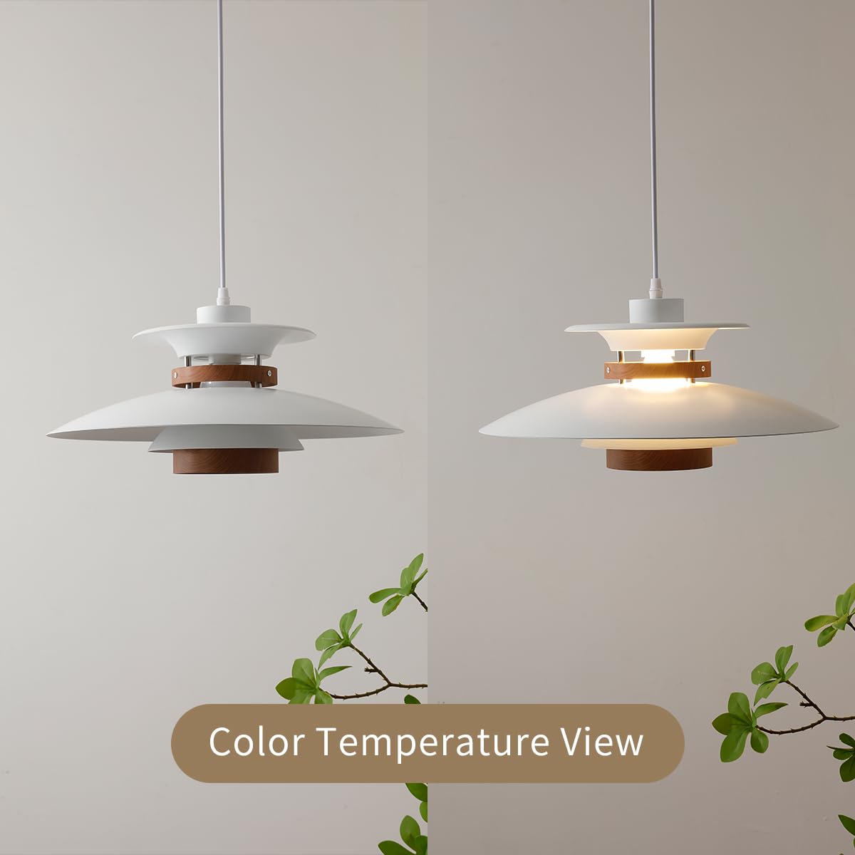 Efinehome Modern Decor Adjustable Pendant Lamp Kitchen Island, Aluminum And Wood Finish,1-Light E26 Base Ceiling Hanging Light F