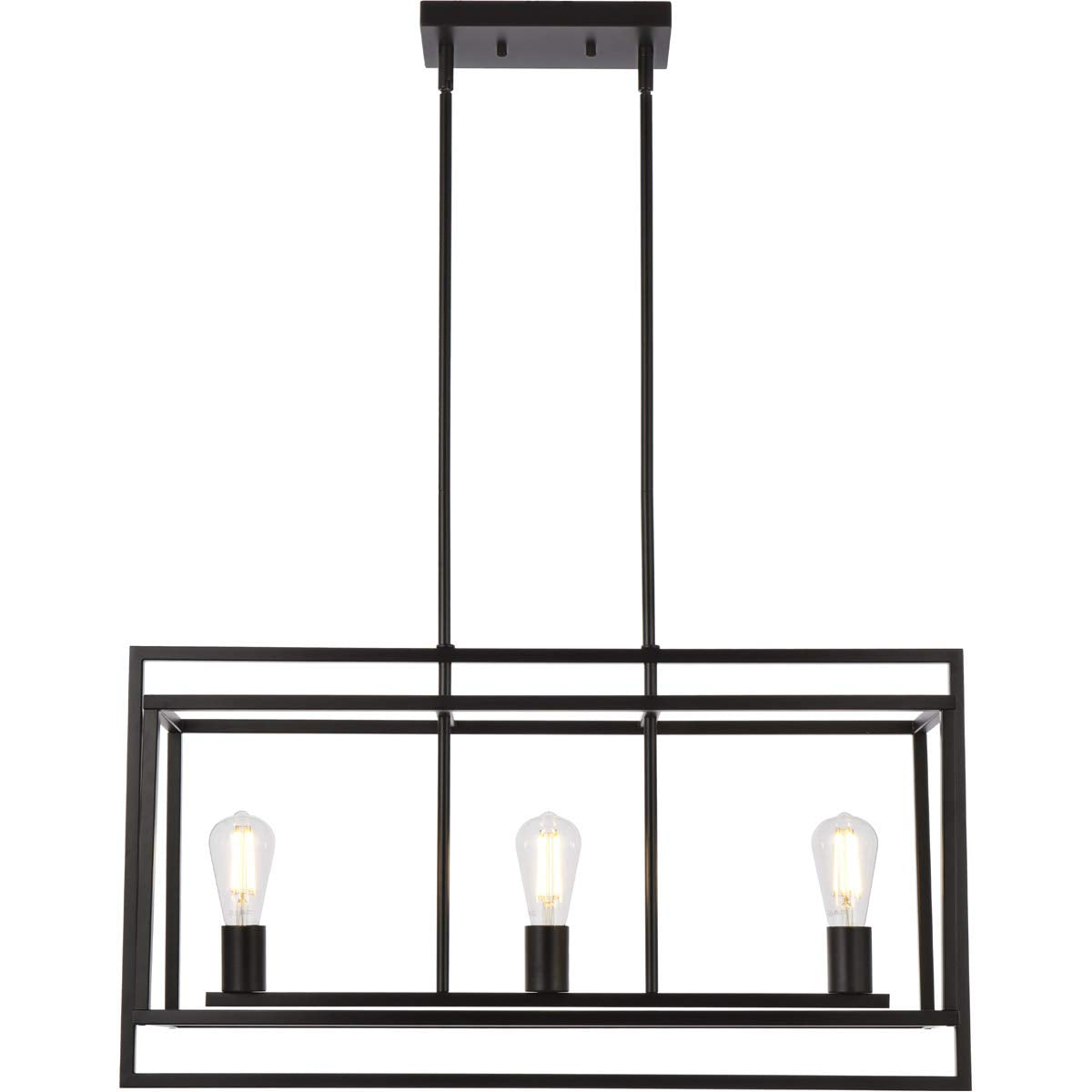 Living District Voir 3-Light Mid-Century Metal Pendant in Black