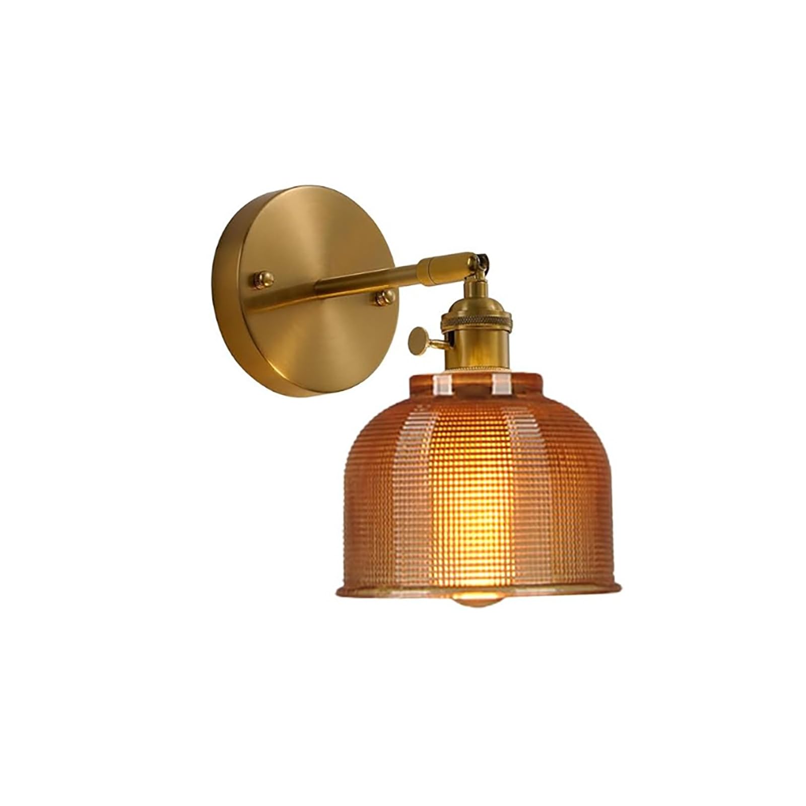 AULLAZFR Duty Heavy Amber Glass Vintage Retro Farmhouse Mini Wall Lamp Sconces Gold Brass Finish Wall Light for Kitchen Island B